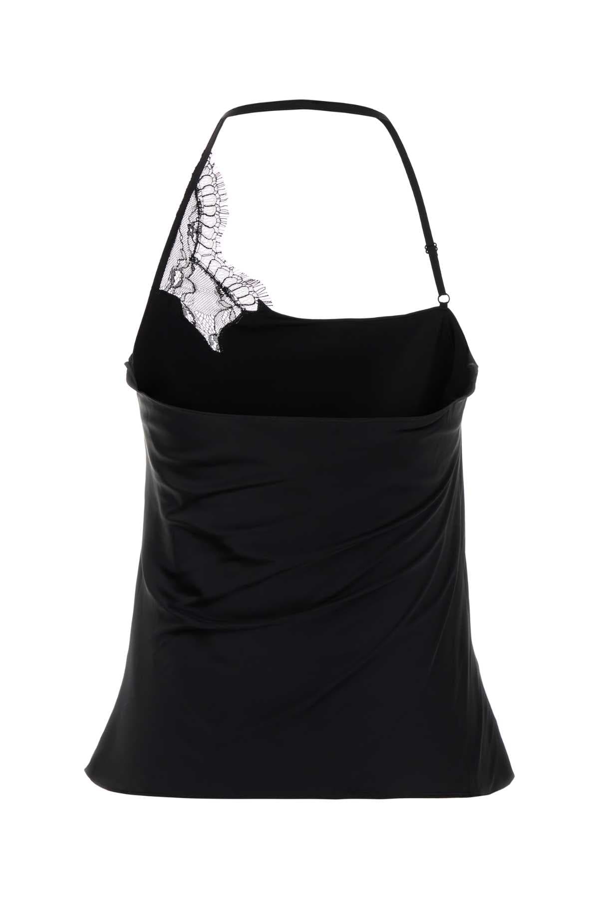Black stretch satin top - мініатюра 2