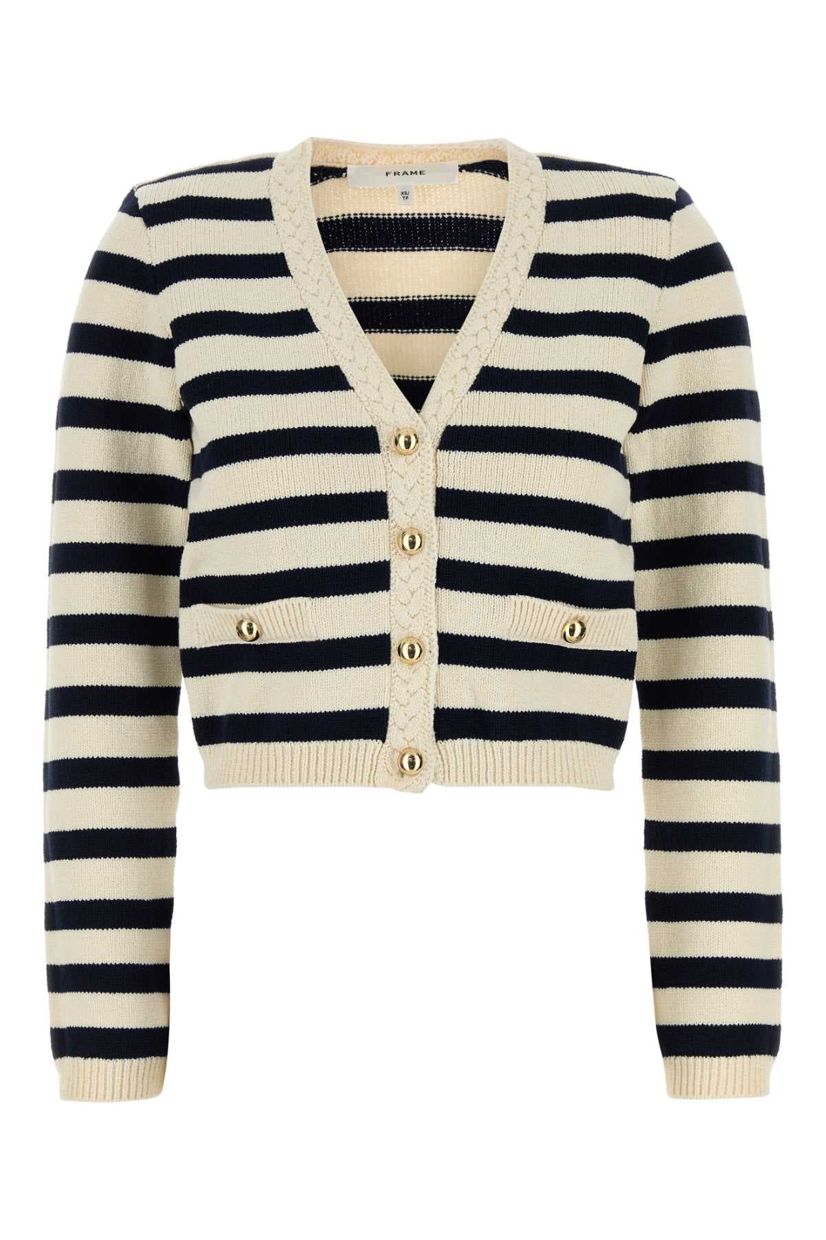 Embroidered cotton blend cardigan