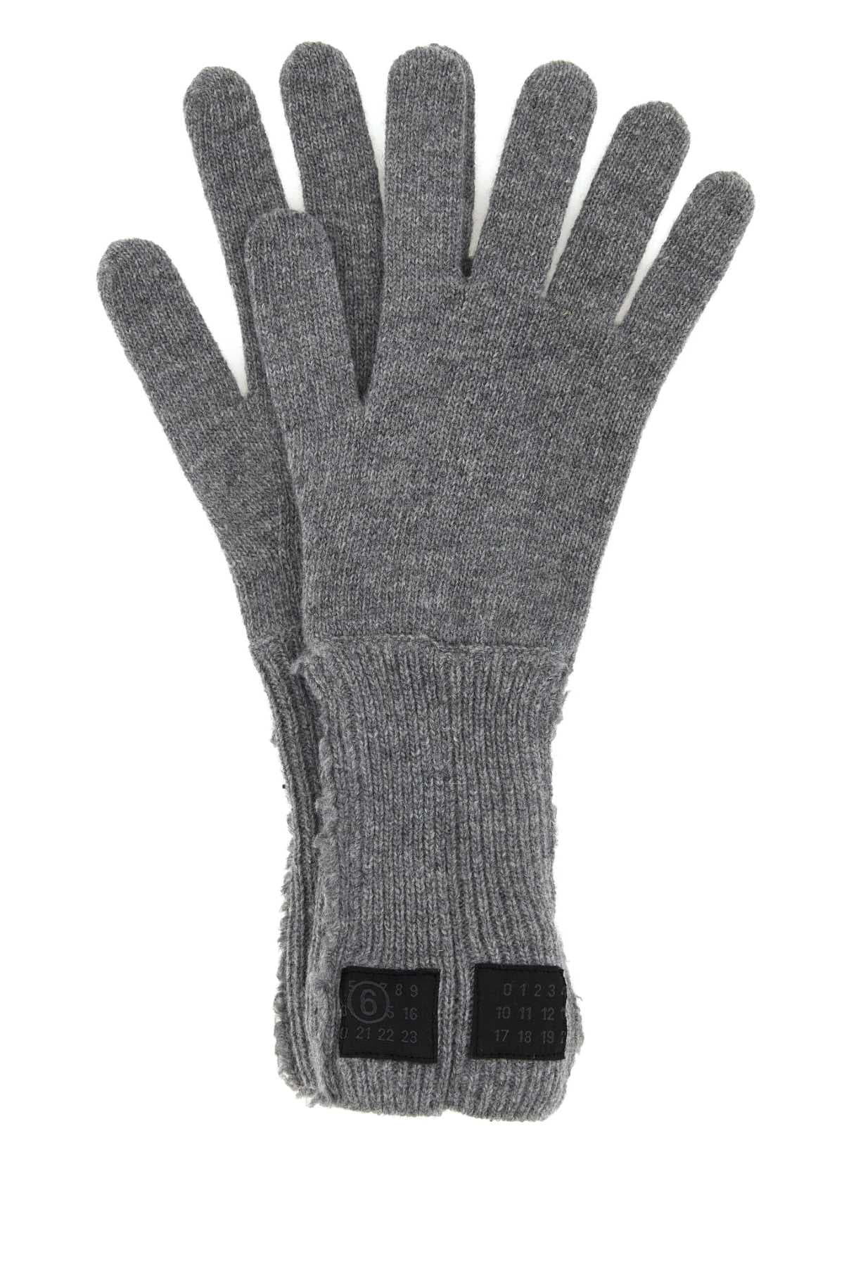 Grey wool blend gloves