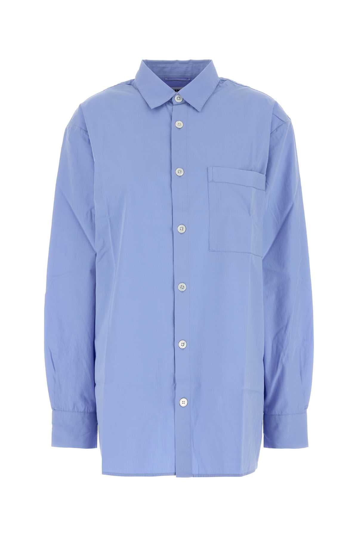 Cerulean blue poplin oversize pyjama shirt