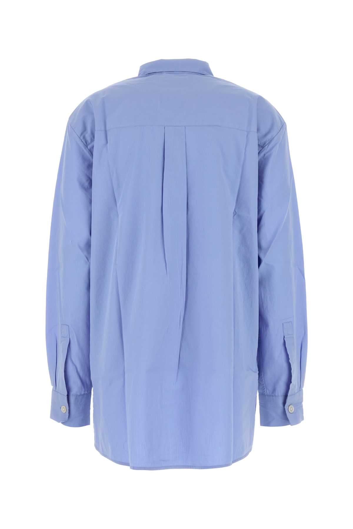 Cerulean blue poplin oversize pyjama shirt - мініатюра 2