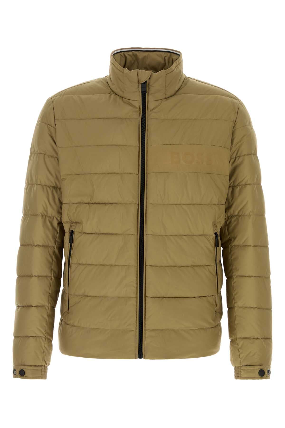Khaki polyester padded jacket