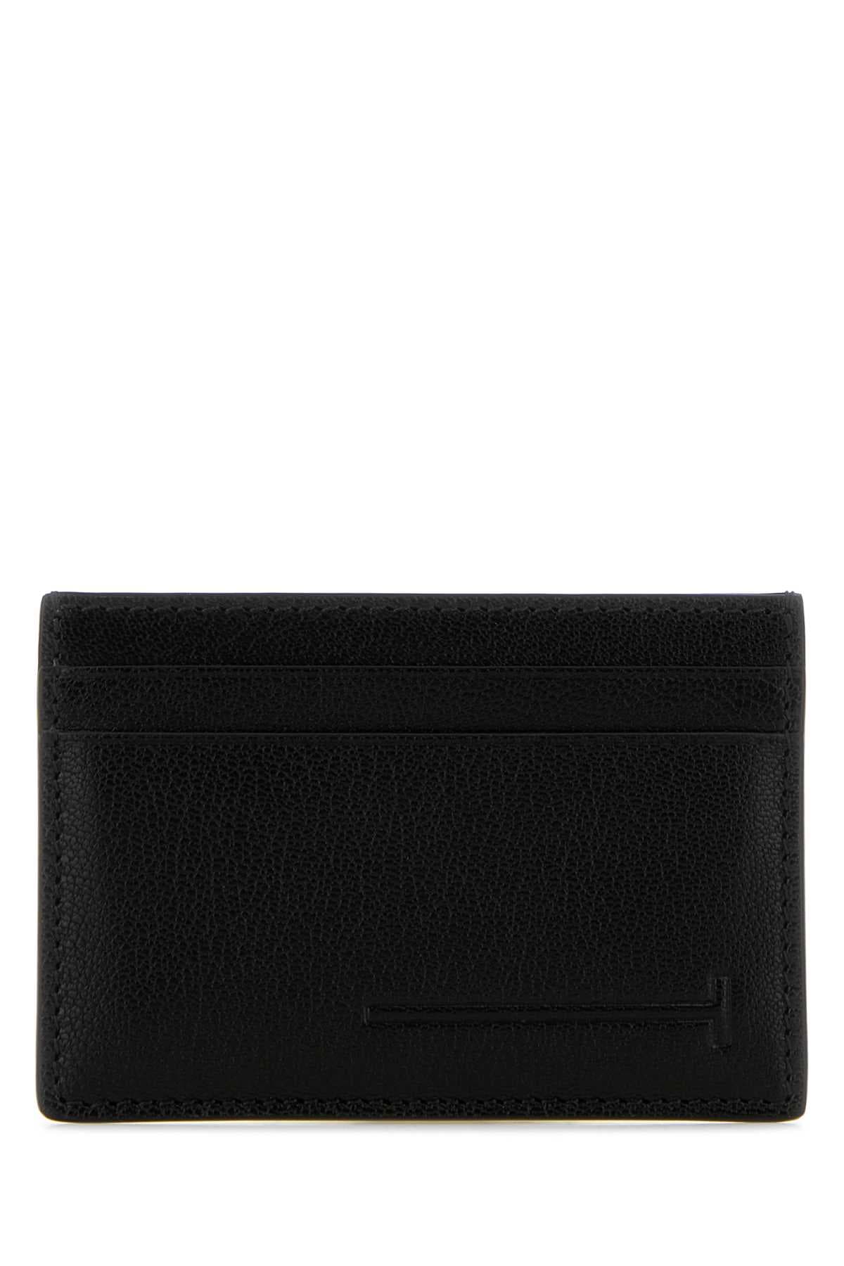 Black leather card holder