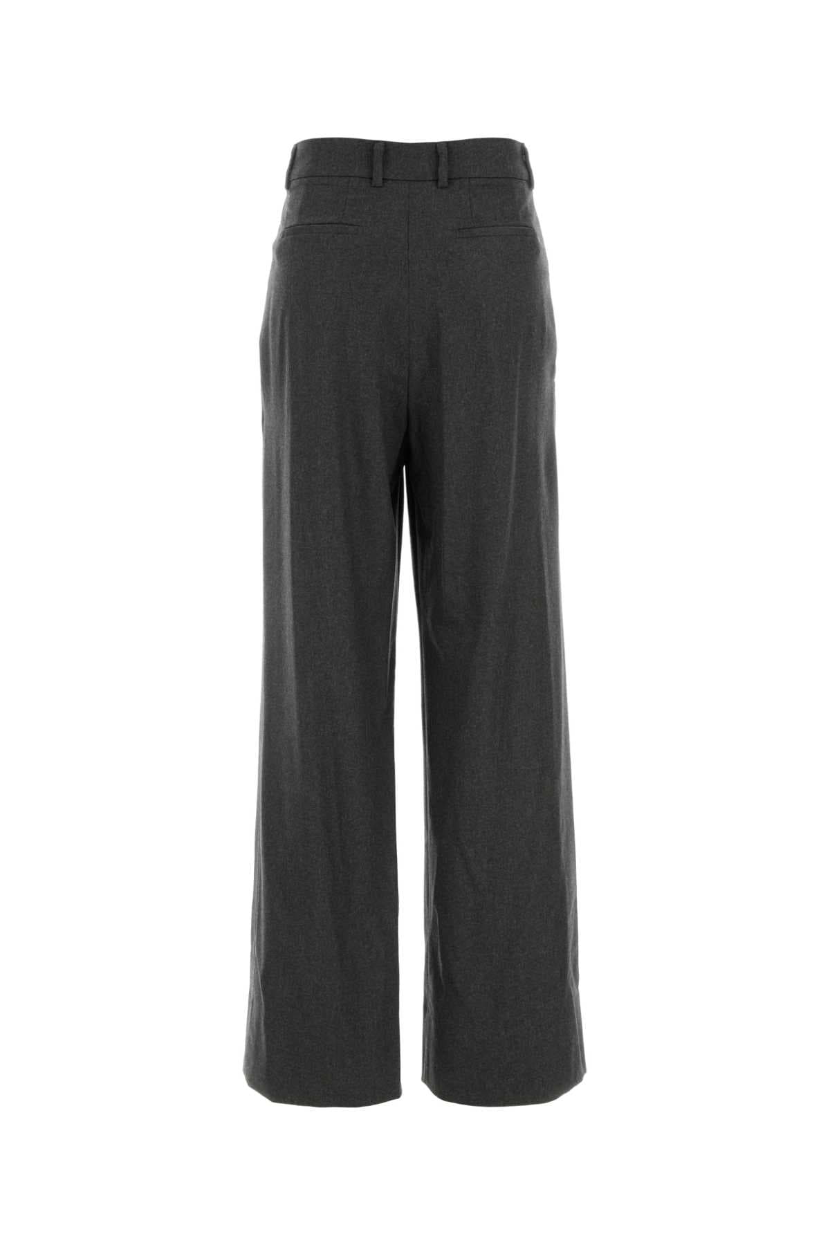 Charcoal stretch wool blend wide-leg pant - мініатюра 2