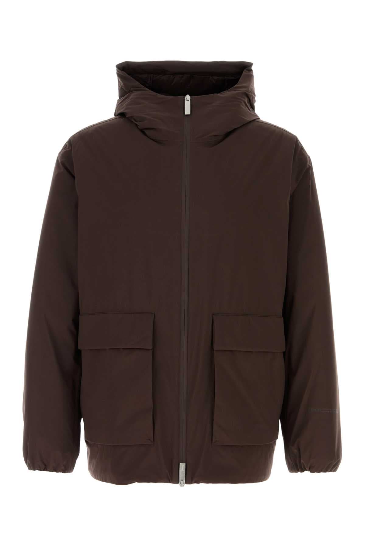 Chocolate nylon down jacket