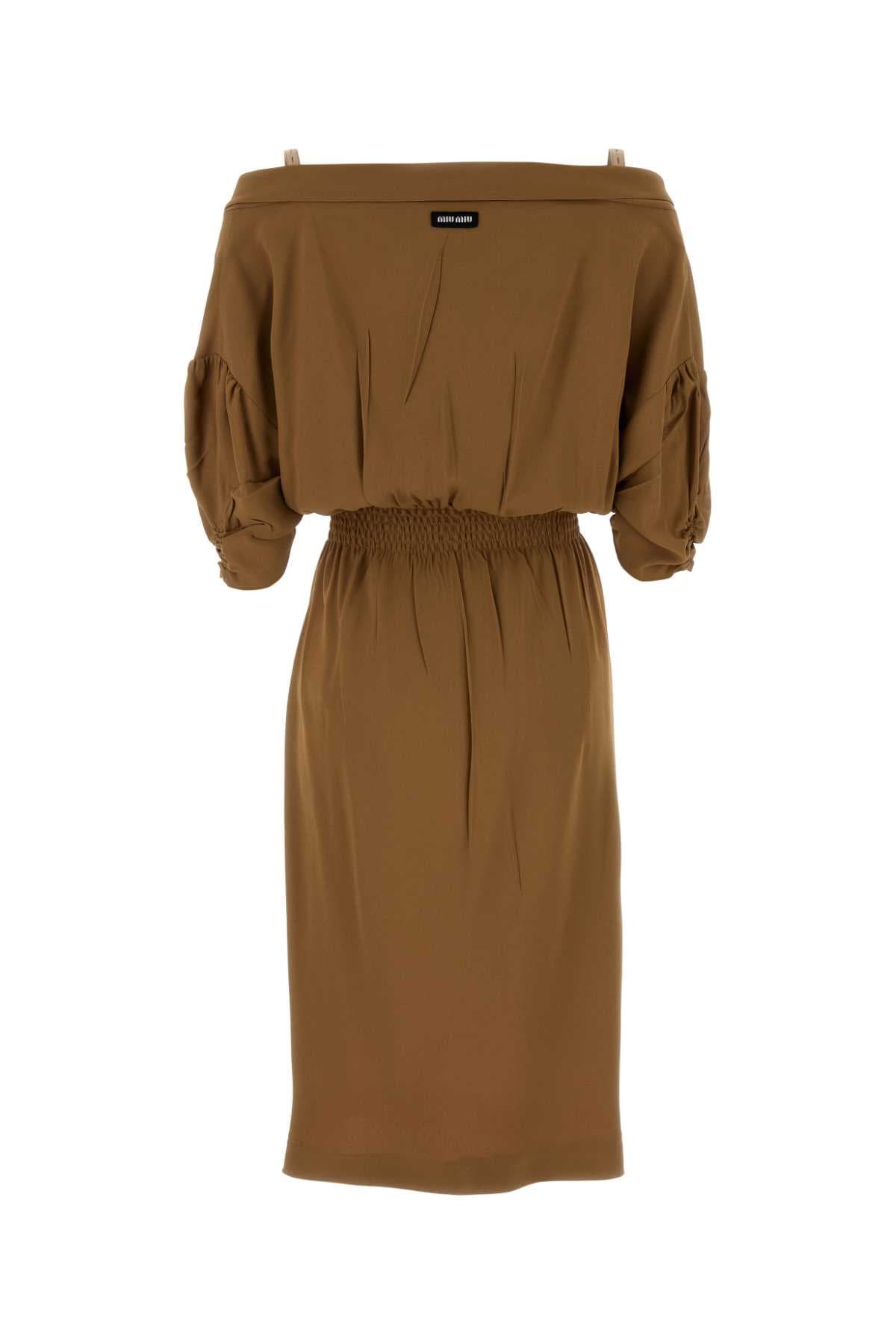 Camel crepe dress - мініатюра 2