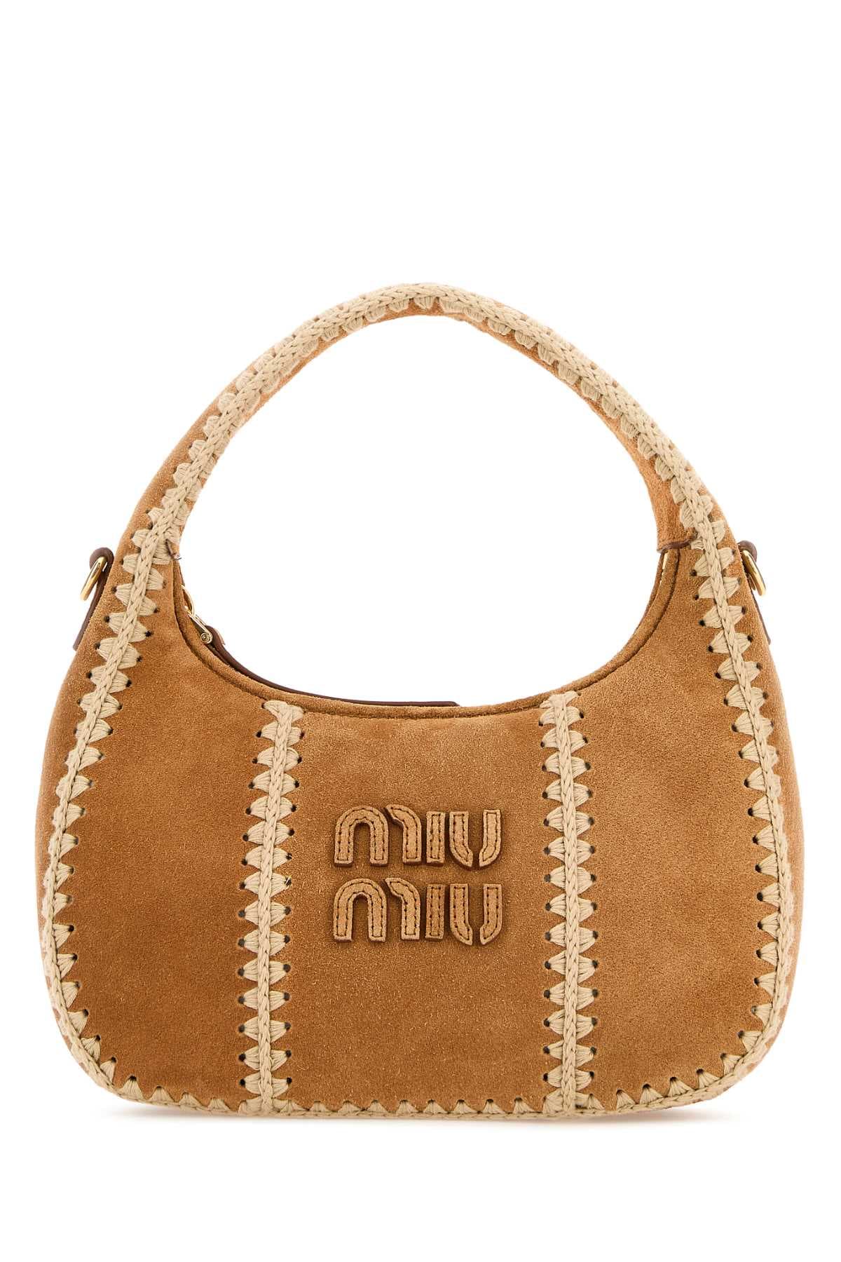 Beige suede handbag