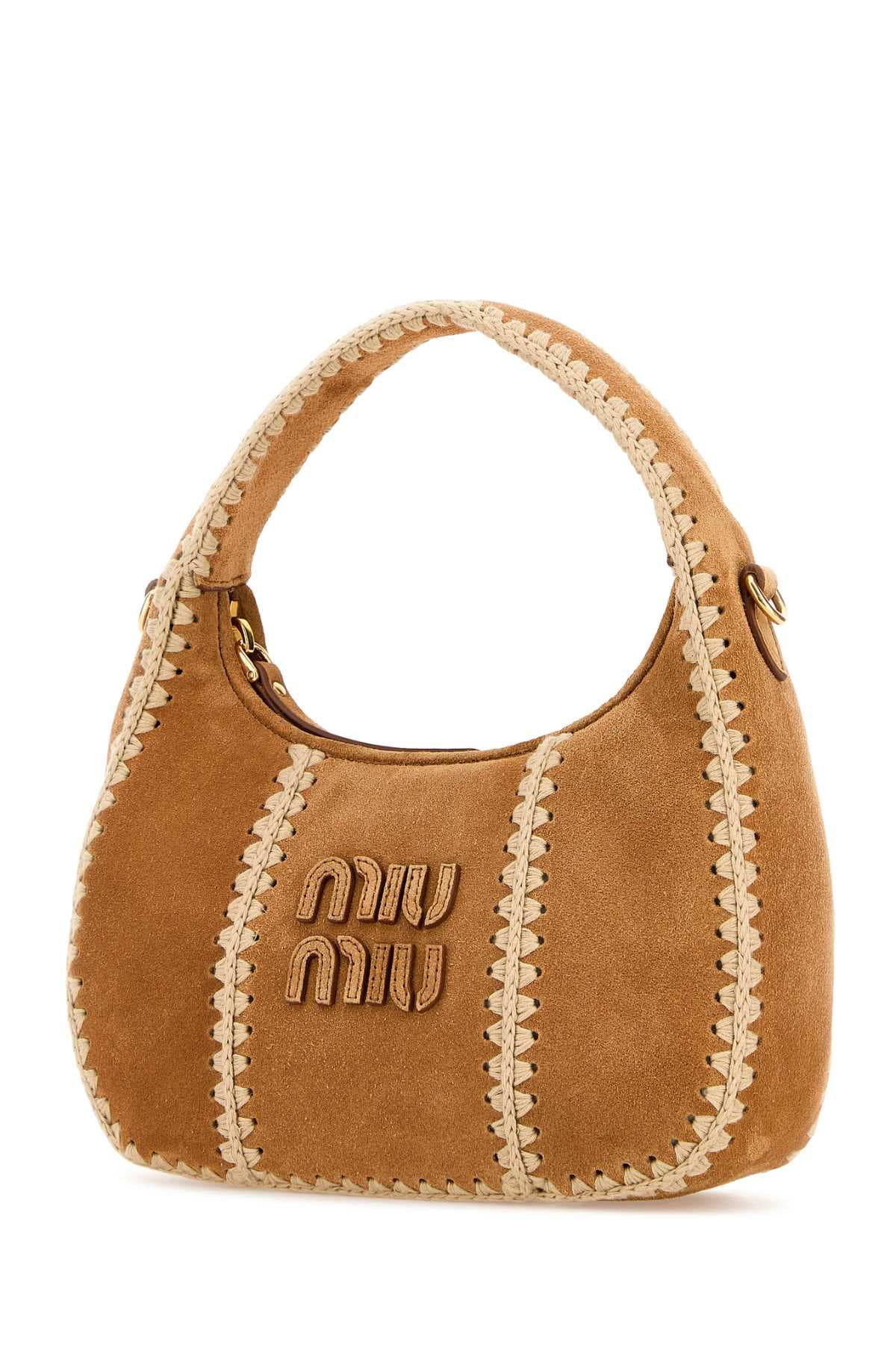 Beige suede handbag - мініатюра 2