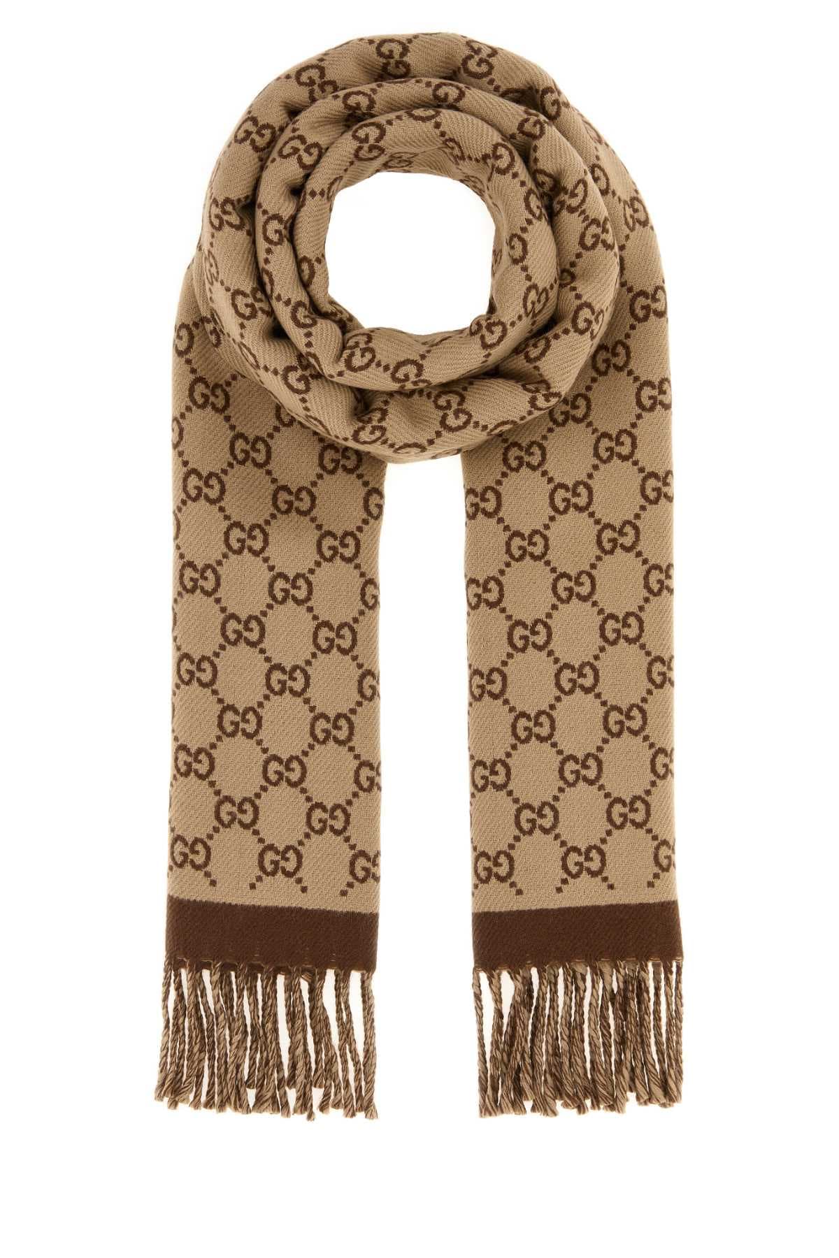 Embroidered wool scarf