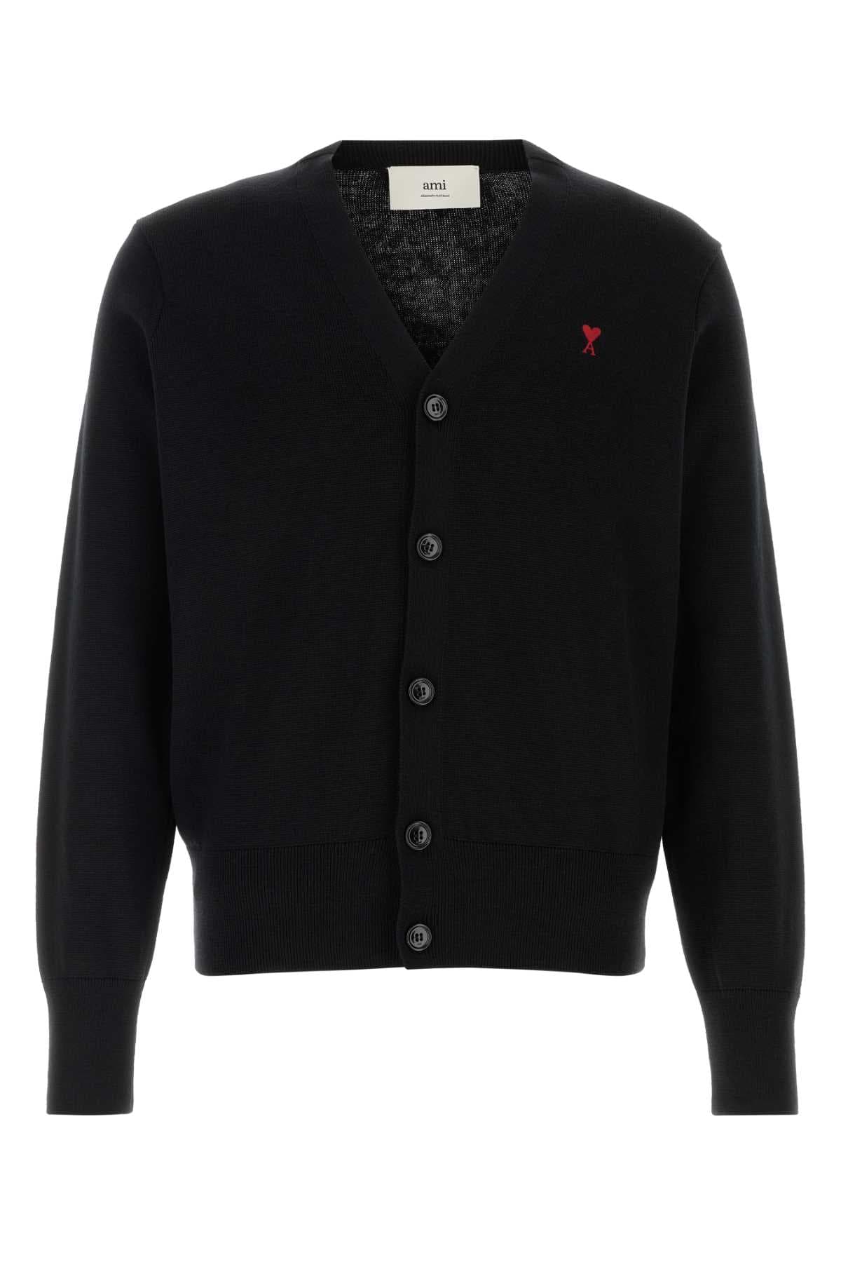 Black wool cardigan
