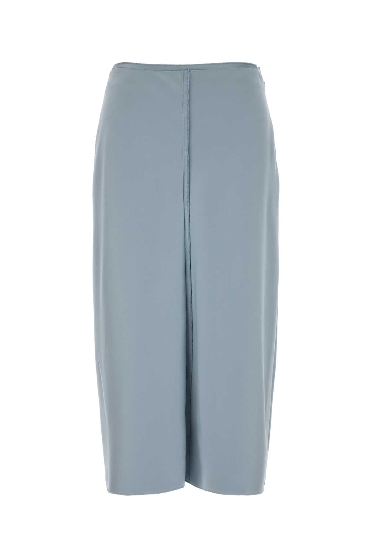 Pastel light-blue stretch satin skirt