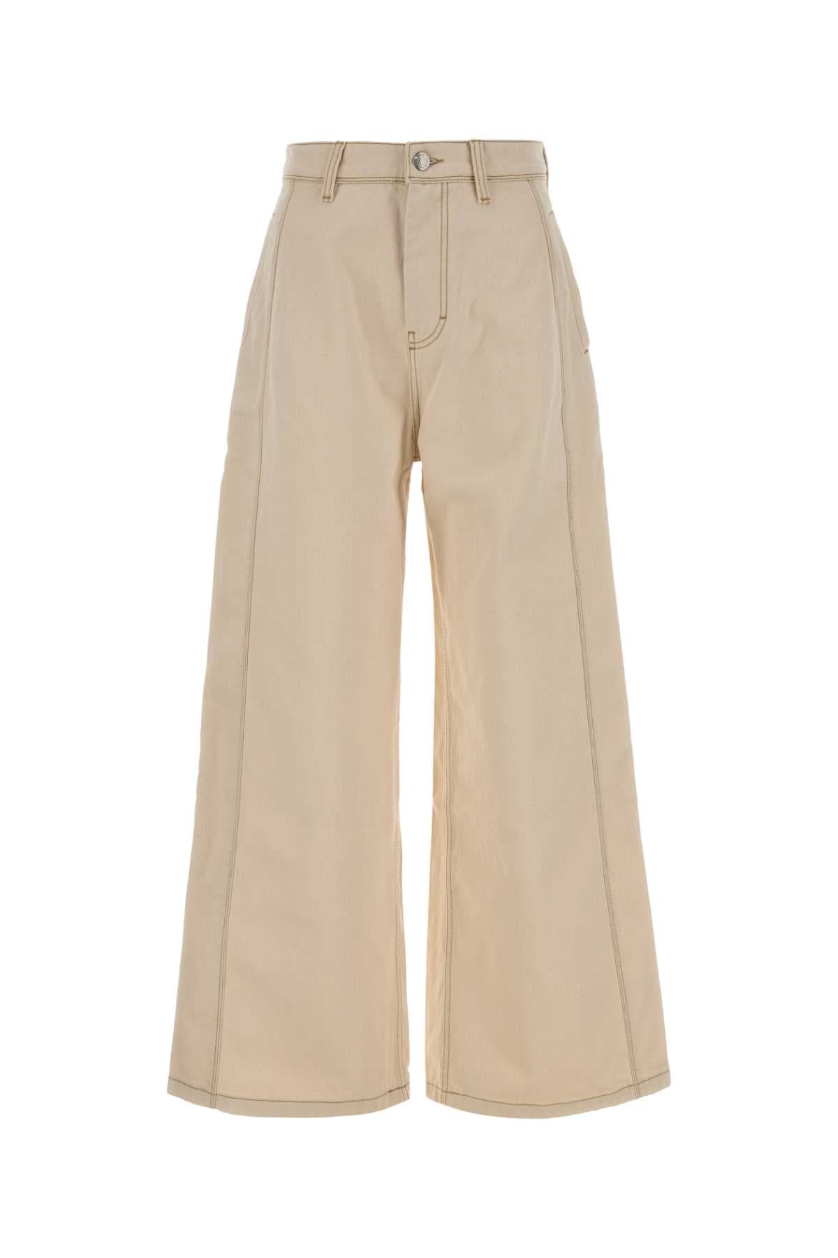 Sand denim wide-leg jeans