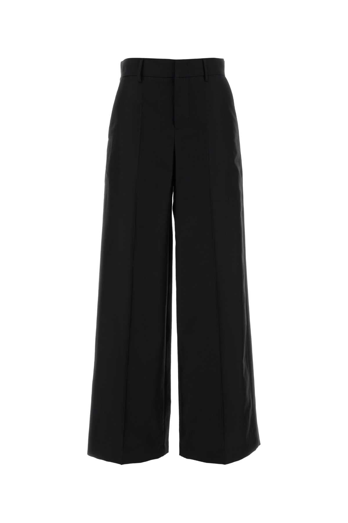 Black wool blend wide-leg pant