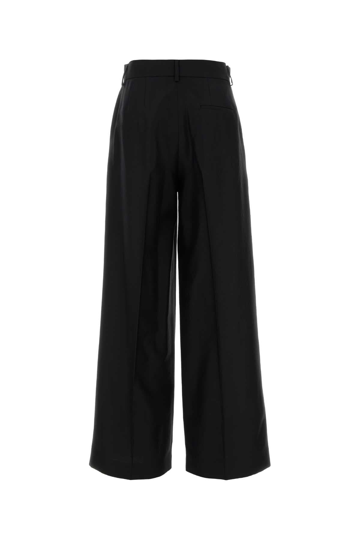 Black wool blend wide-leg pant - мініатюра 2