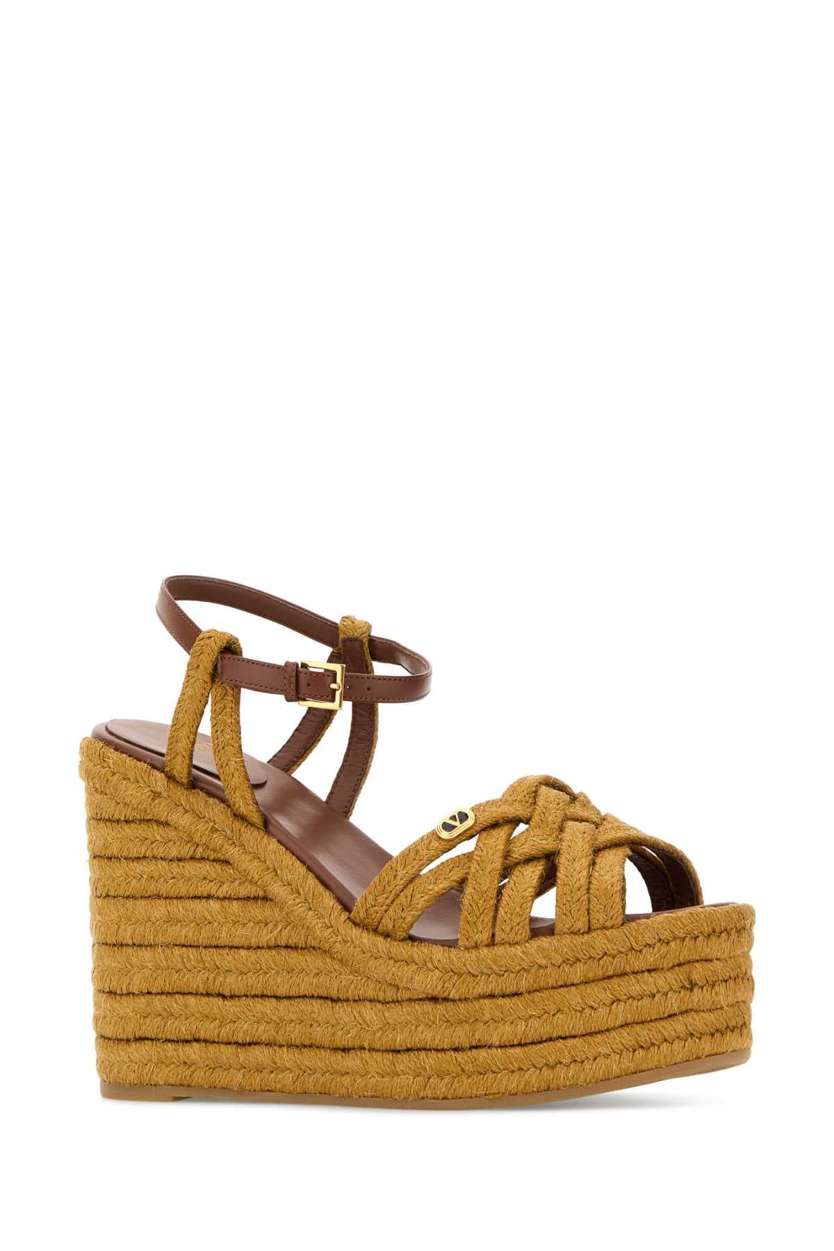 Mustard raffia VLogo Signature wedges - мініатюра 2