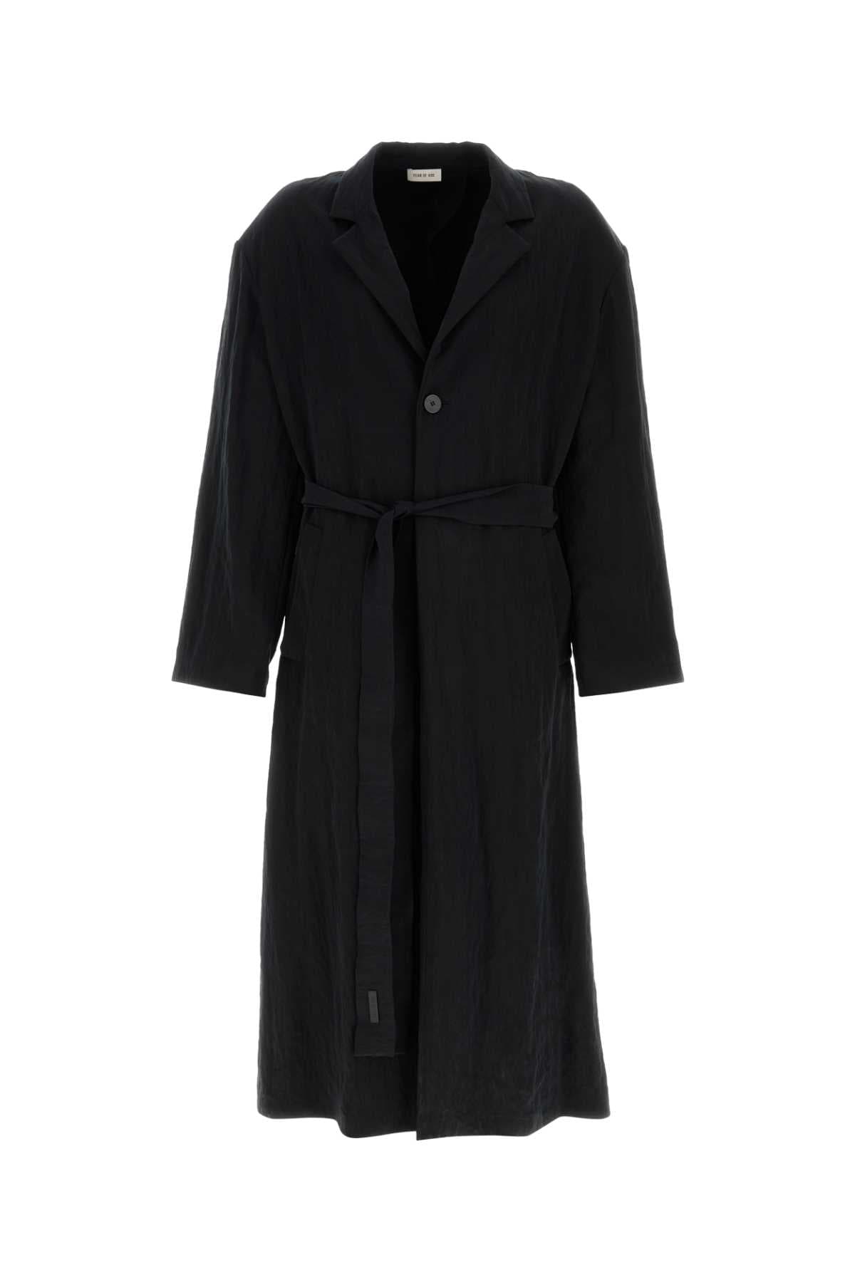 Black lyocell blend trench coat