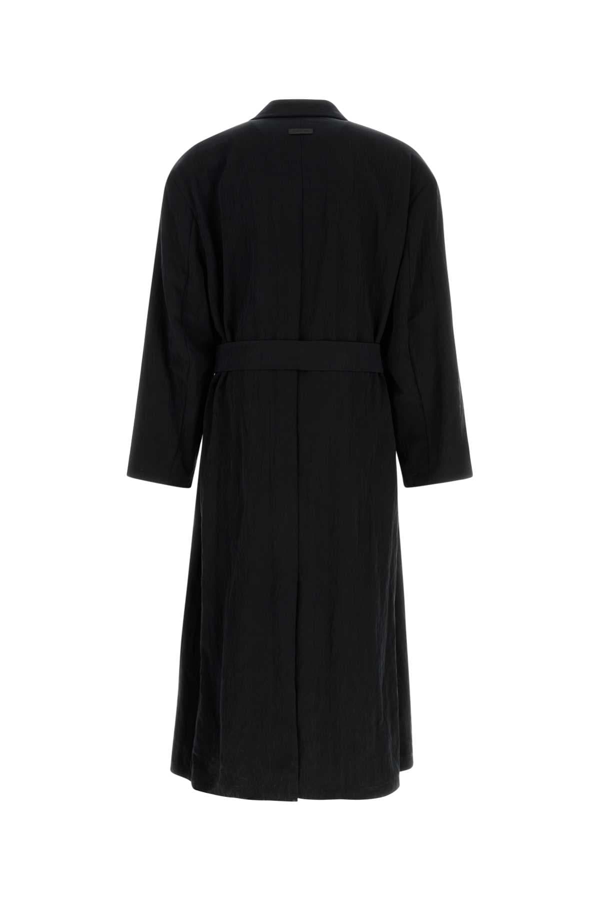 Black lyocell blend trench coat - мініатюра 2