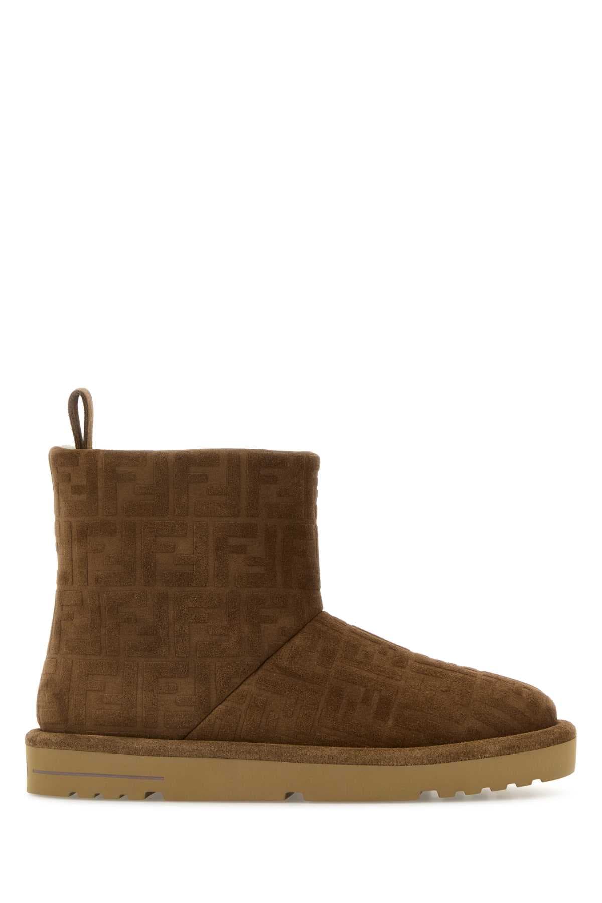 Brown suede ankle boots