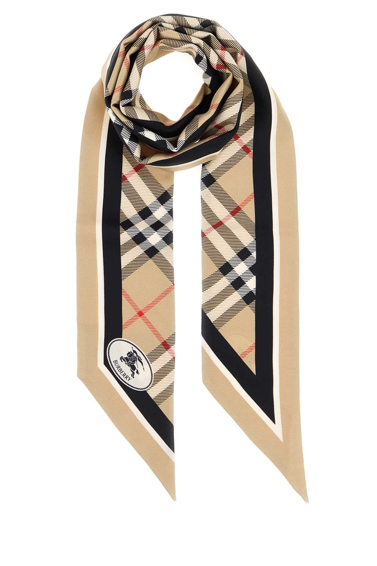 Embroidered silk foulard