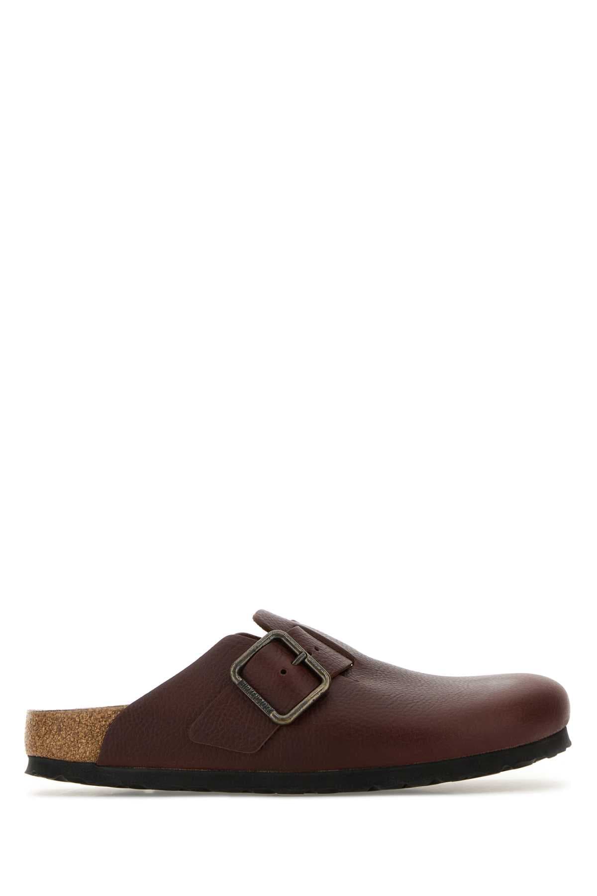 Burgundy leather Boston slippers