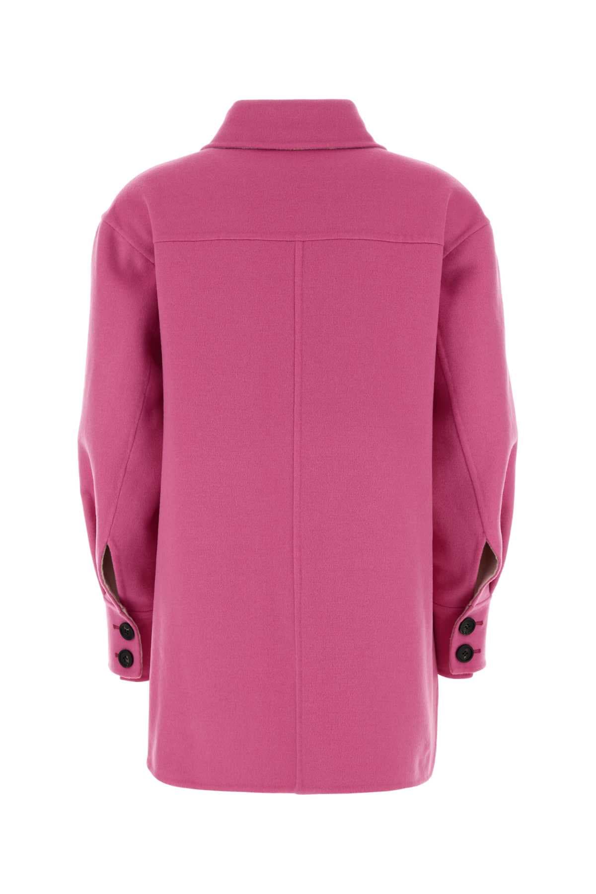 Pink wool blend coat - мініатюра 2