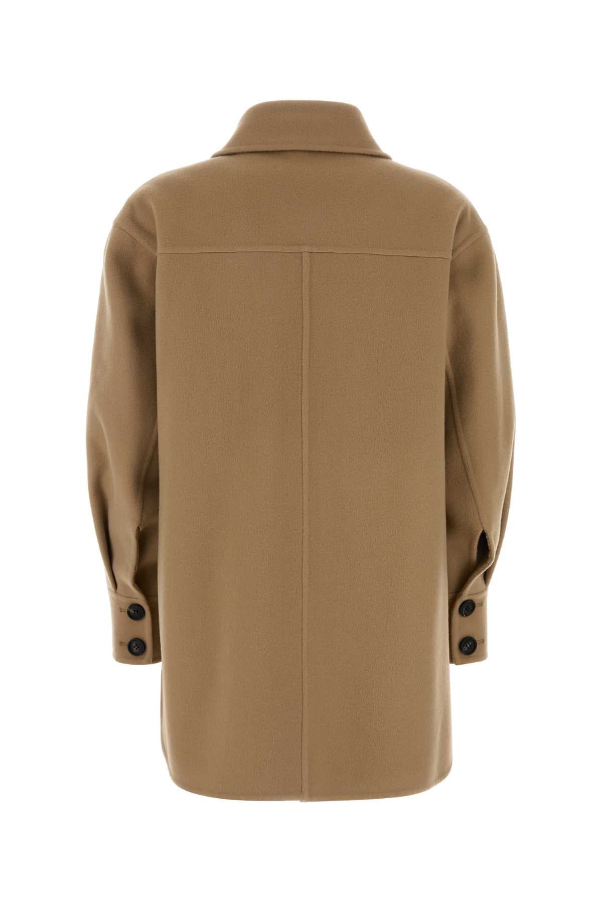 Beige wool blend coat - мініатюра 2