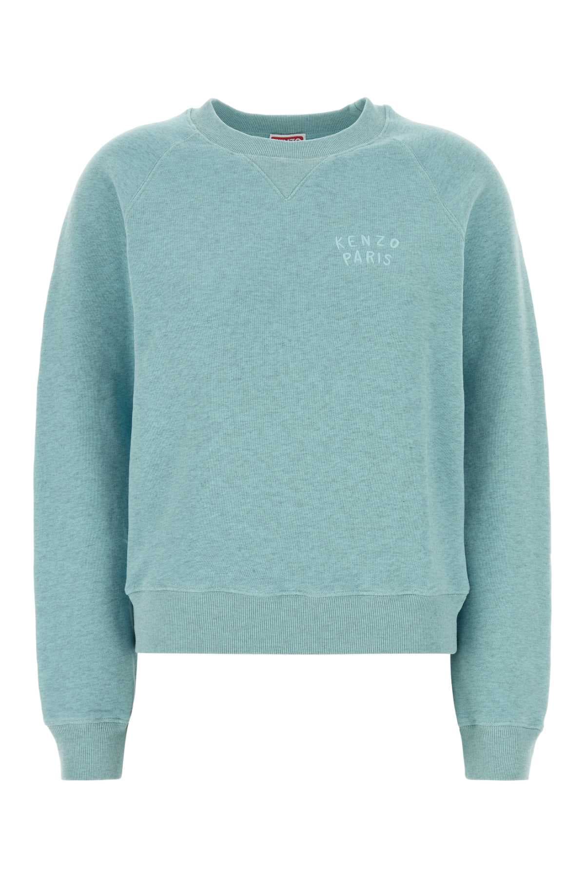 Melange light-blue cotton sweatshirt
