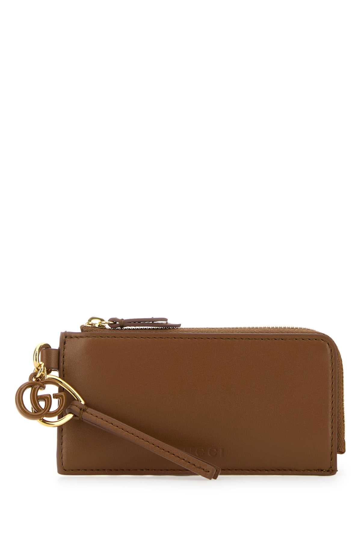 Caramel leather card holder