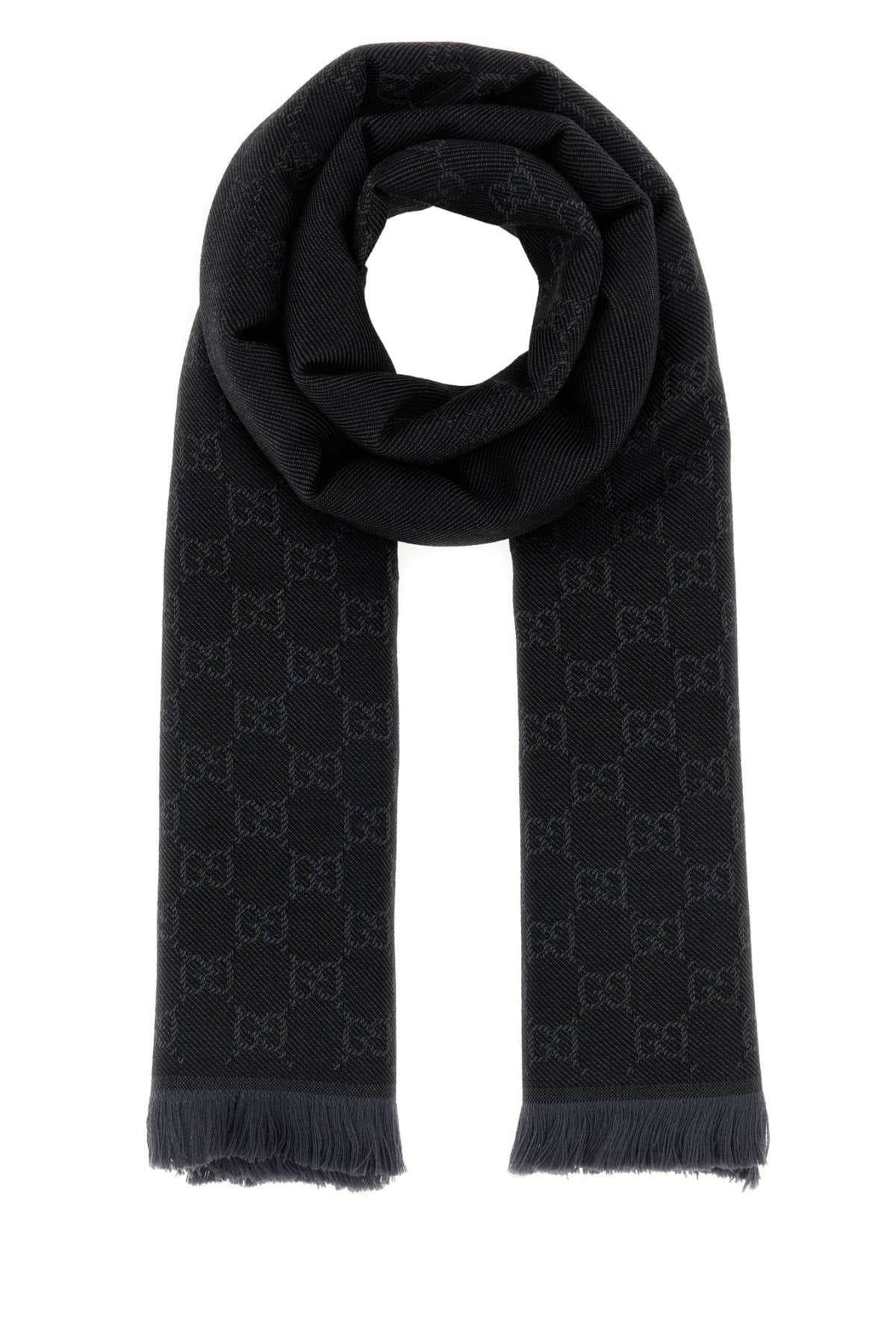 Embroidered wool scarf
