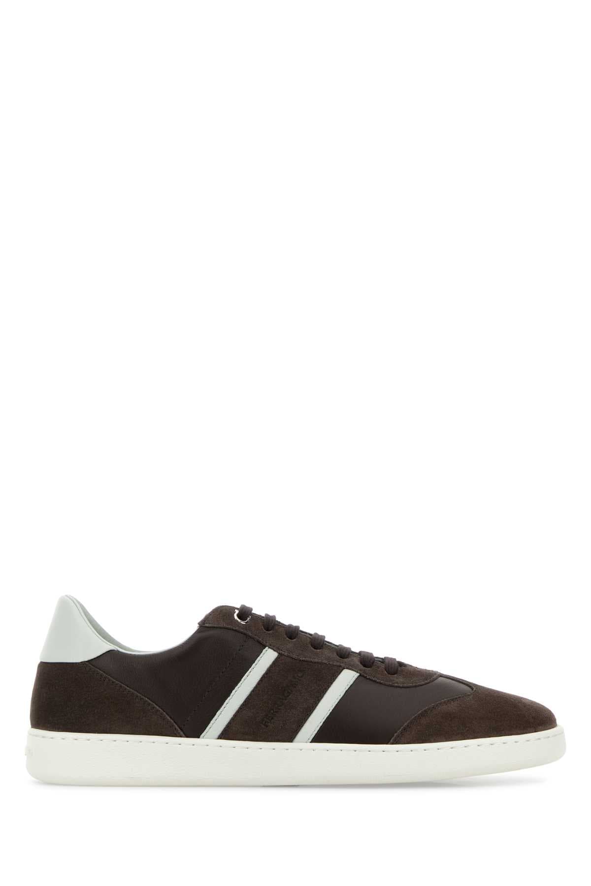 Dark brown suede and leather Achille sneakers
