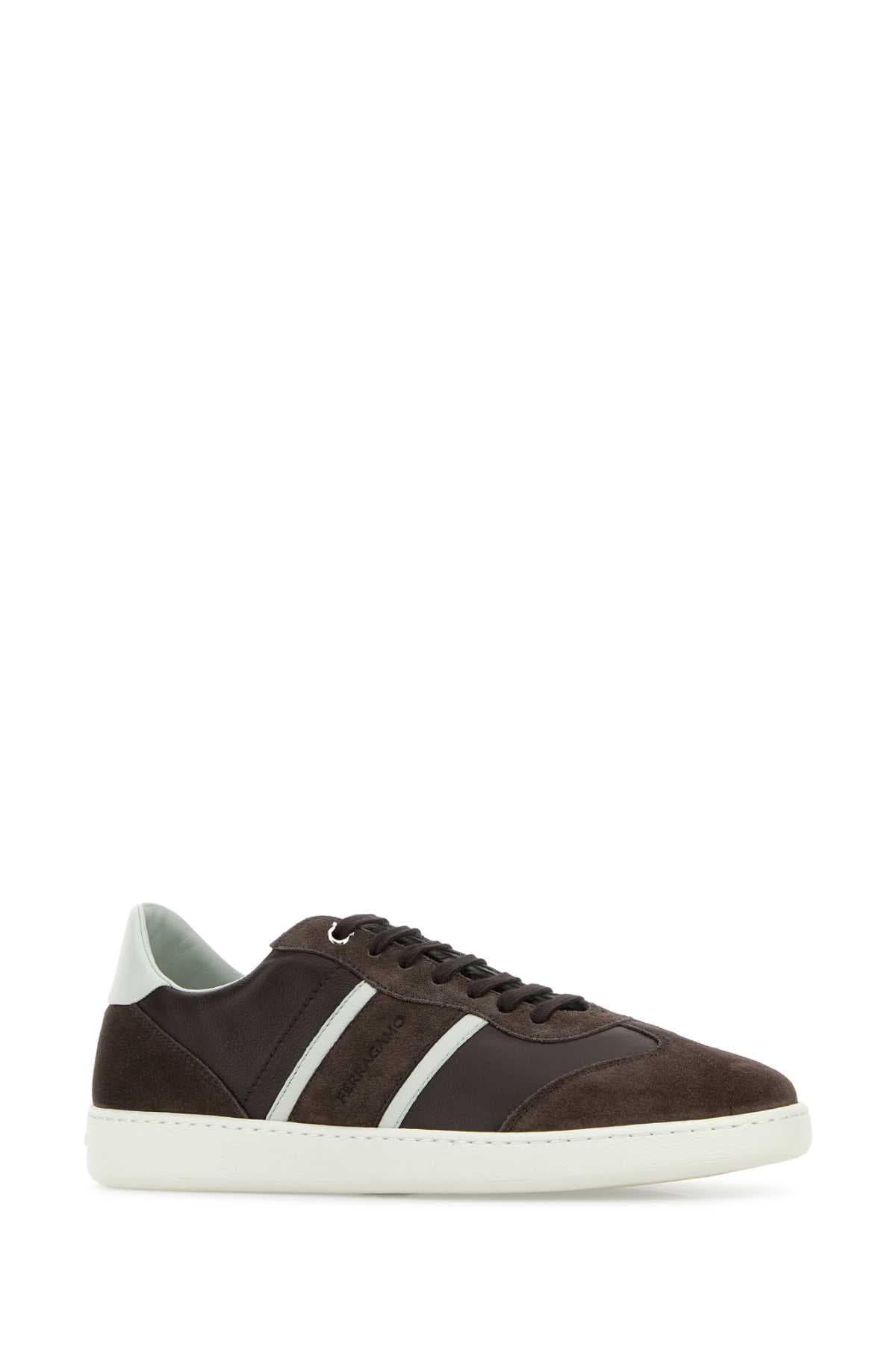 Dark brown suede and leather Achille sneakers - мініатюра 2