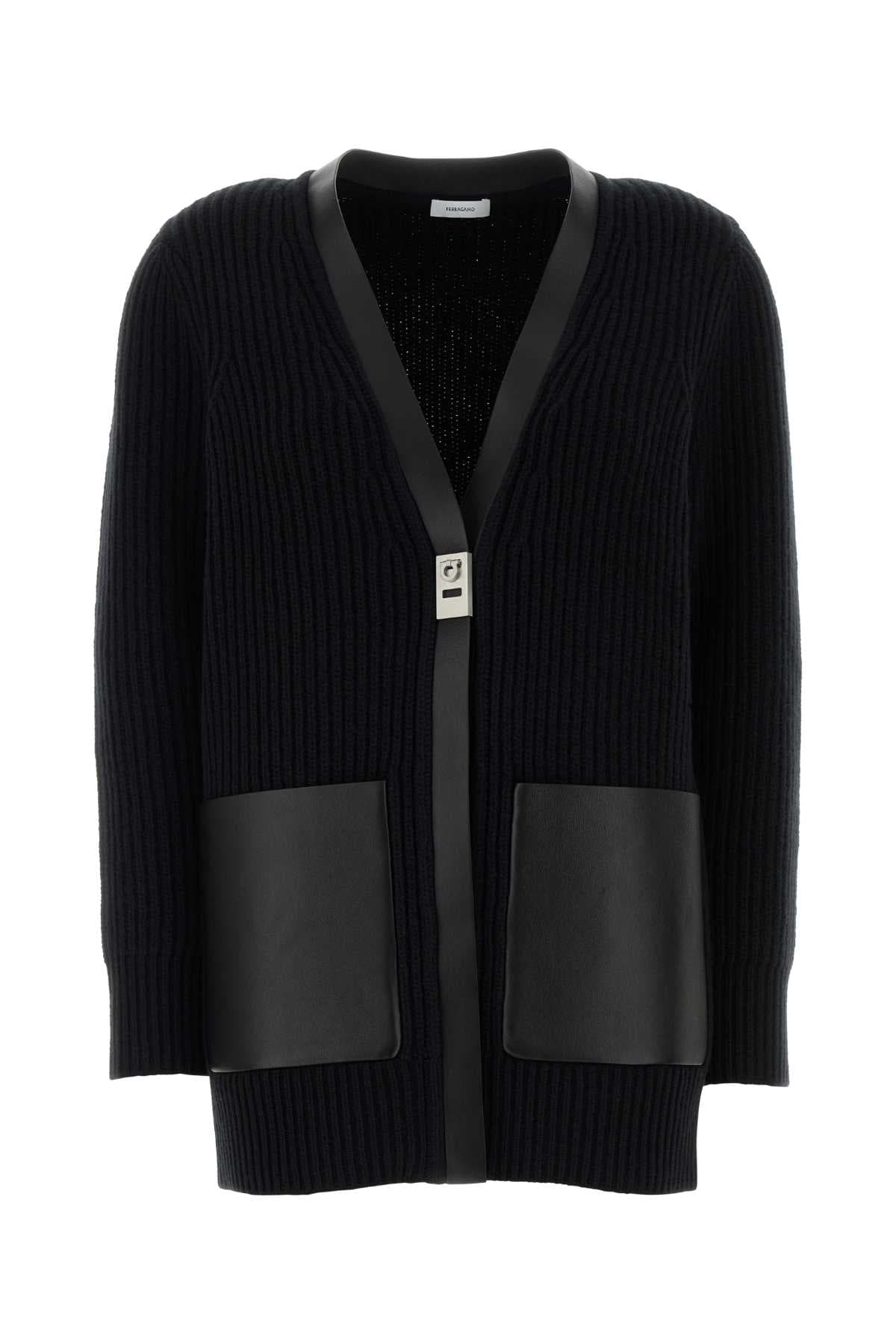 Black wool cardigan
