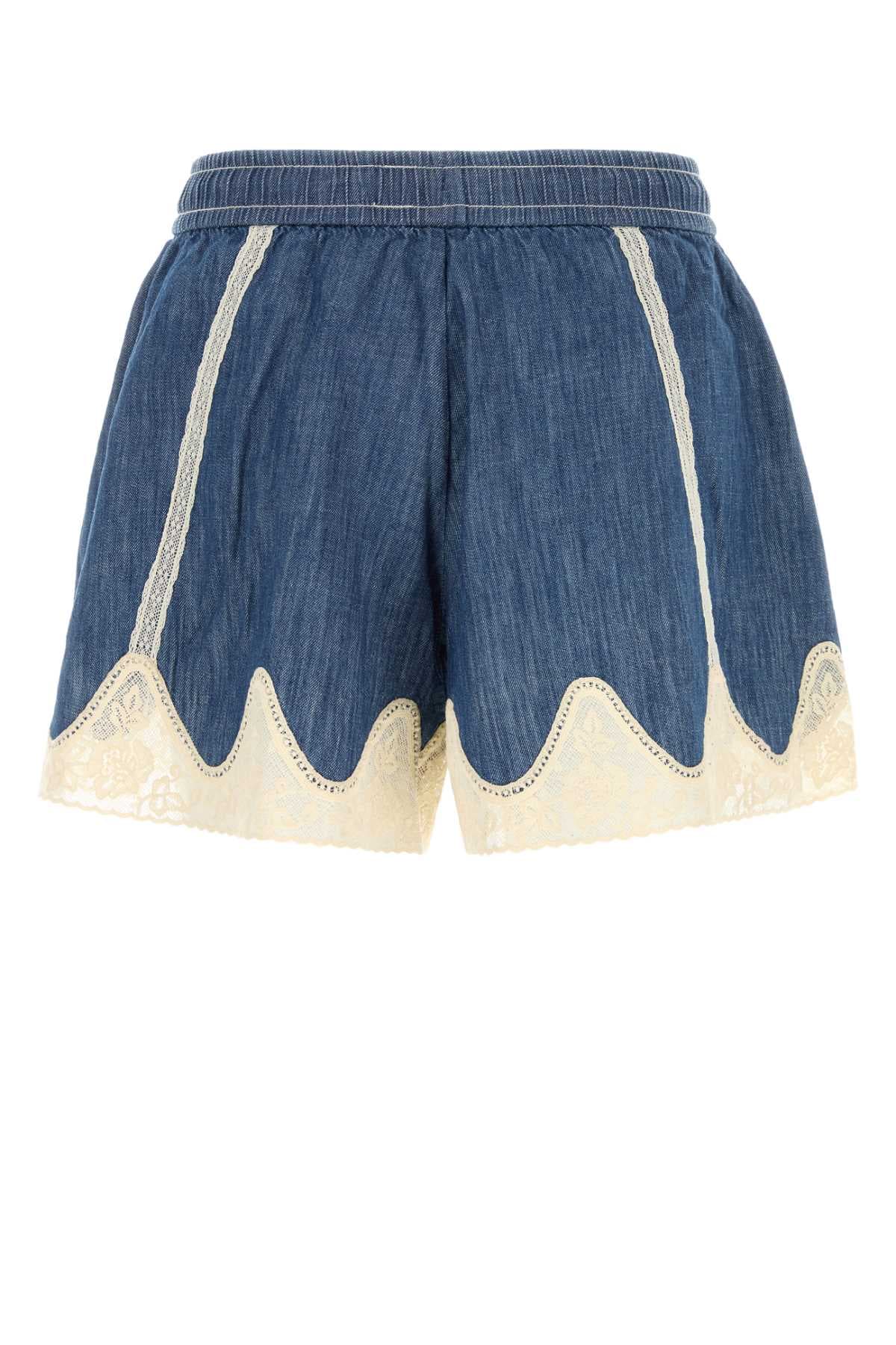 Blue denim Awaken shorts - мініатюра 2