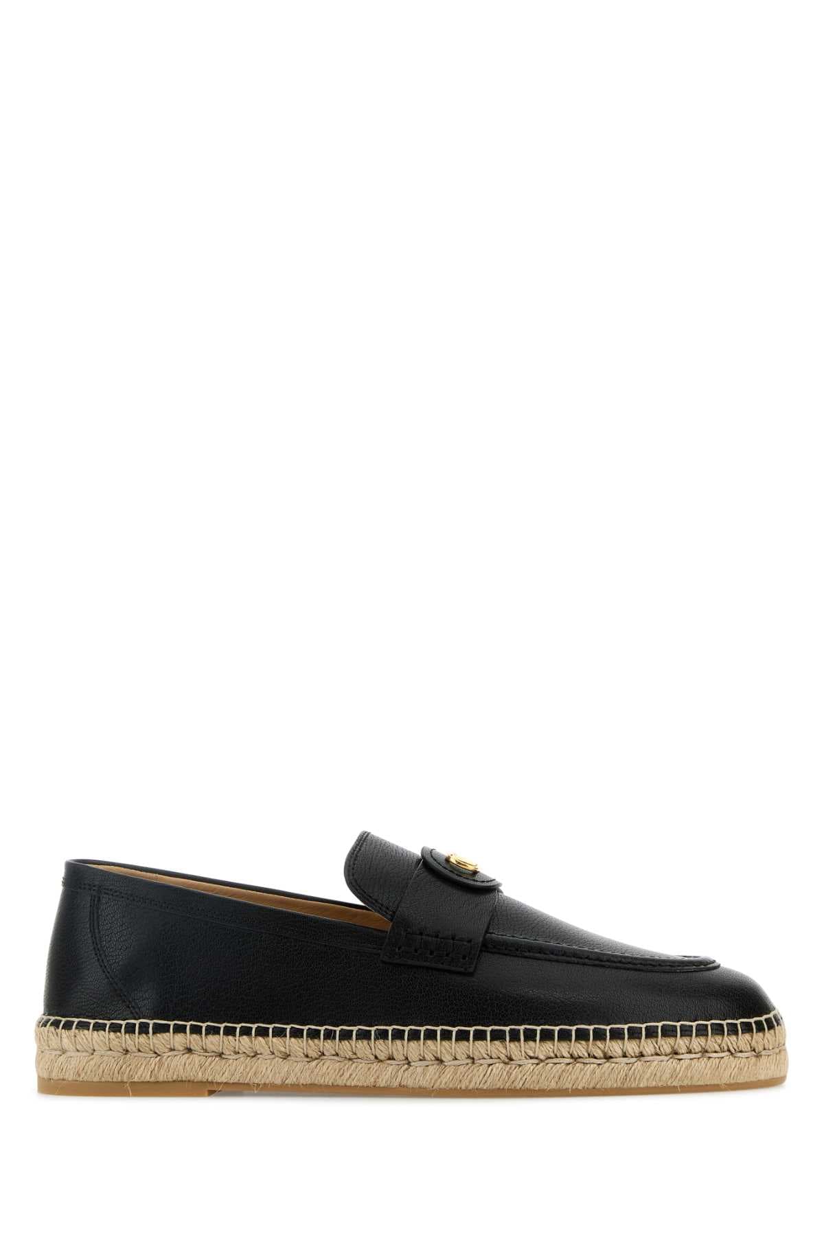 Black leather VLogo espadrilles