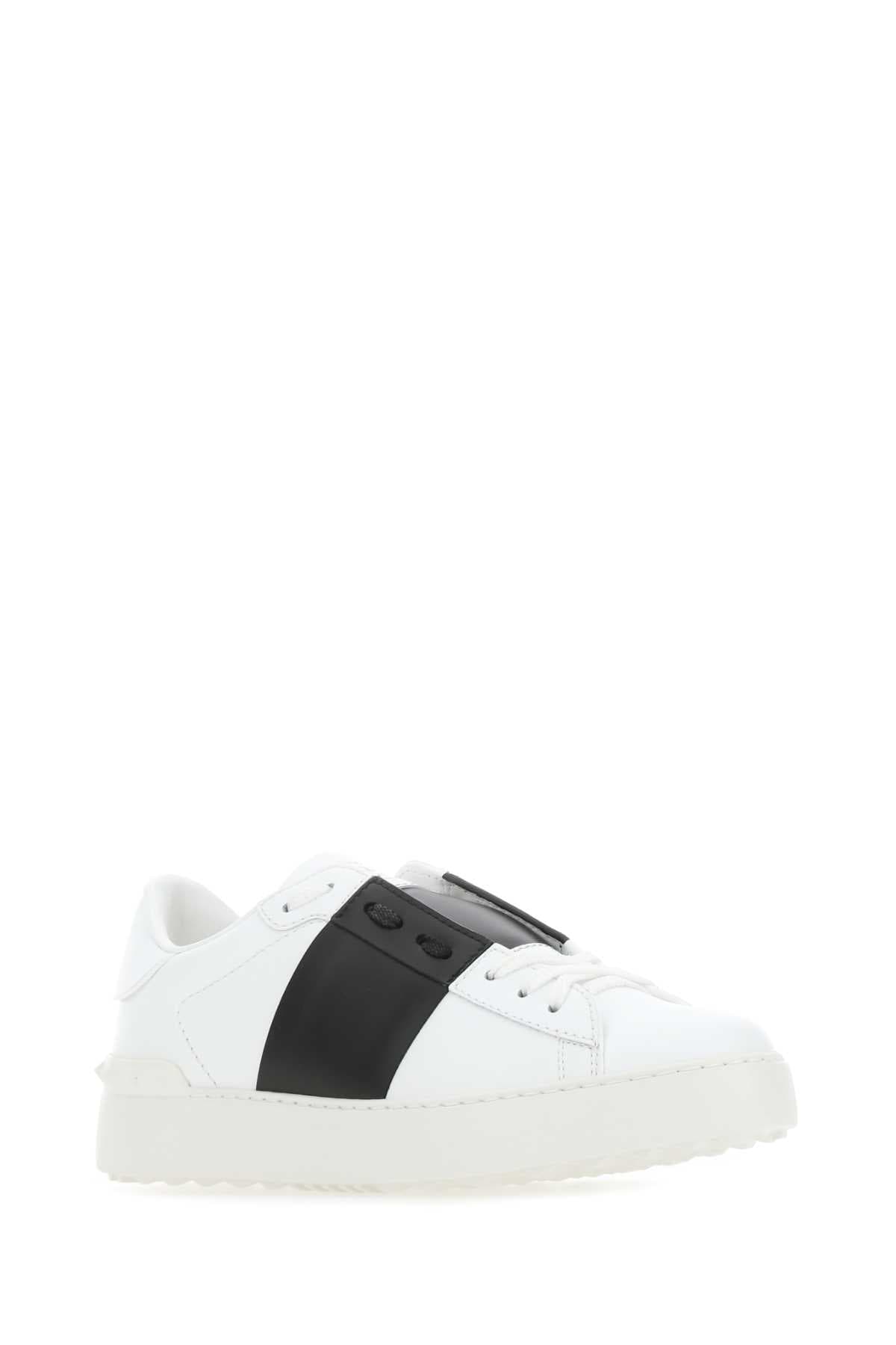 White leather Open sneakers with black band - мініатюра 2