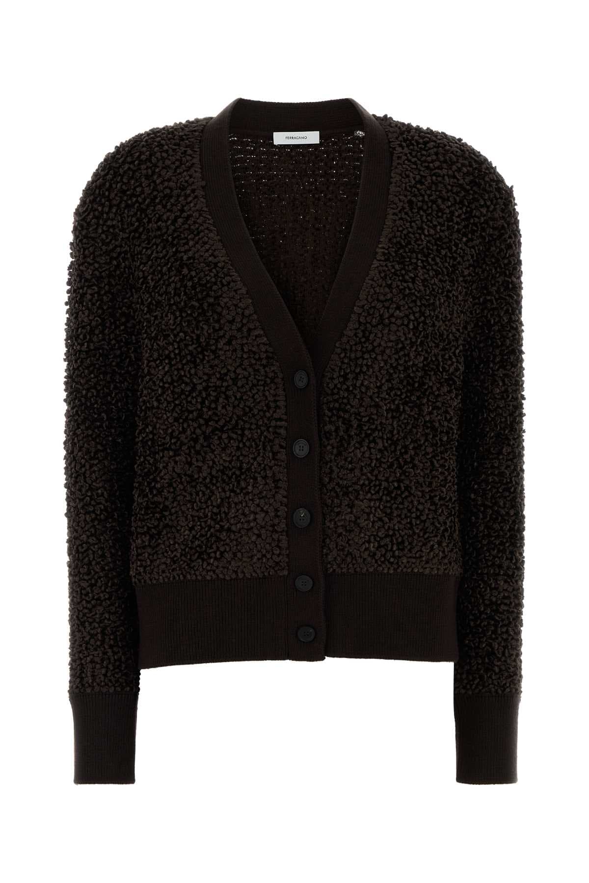 Dark brown boucle cardigan