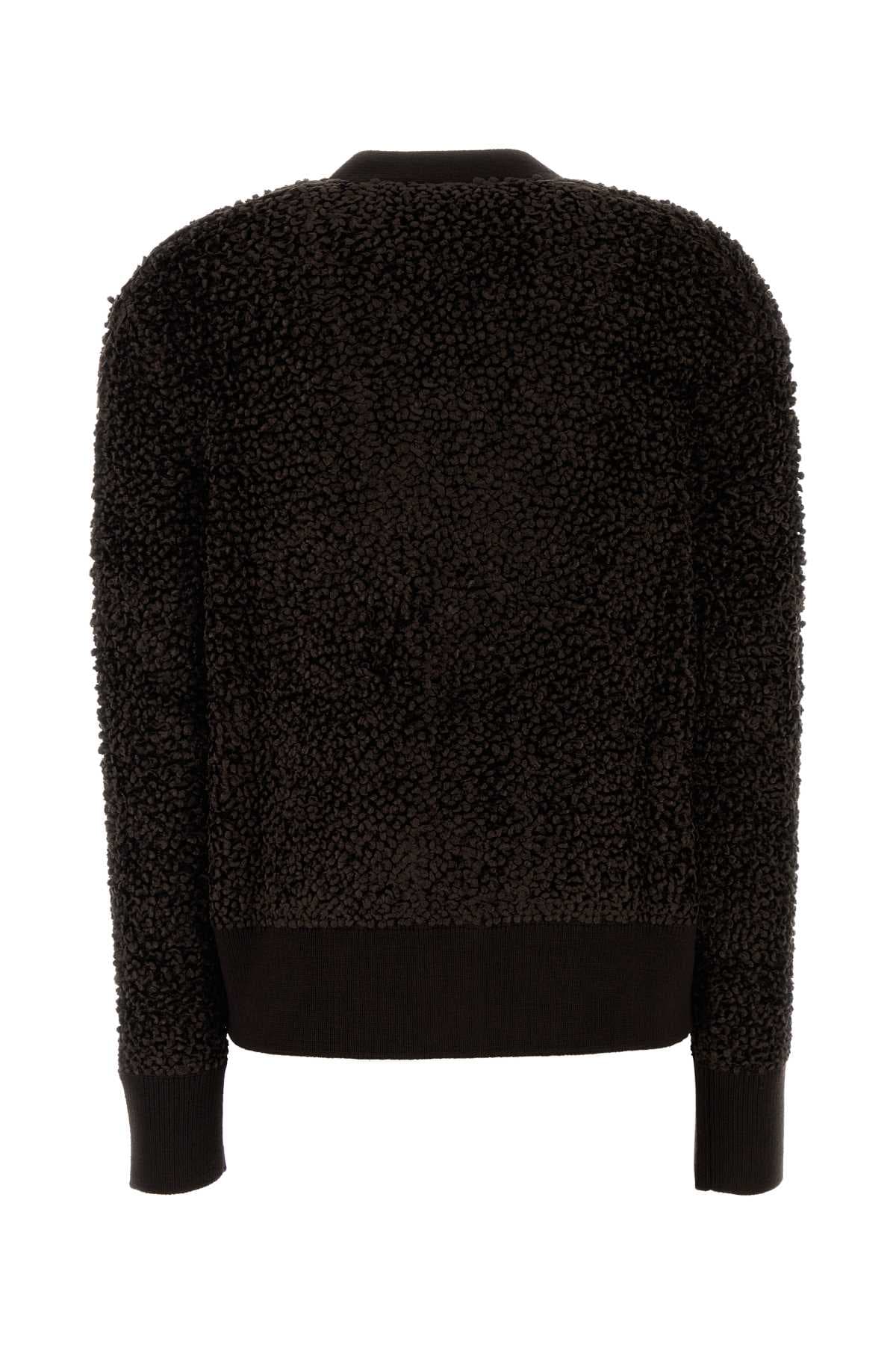Dark brown boucle cardigan - мініатюра 2
