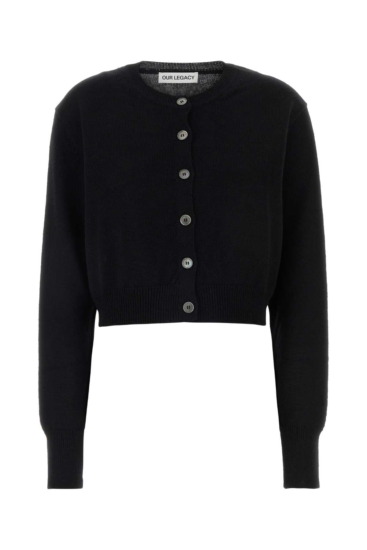 Black linen blend cardigan