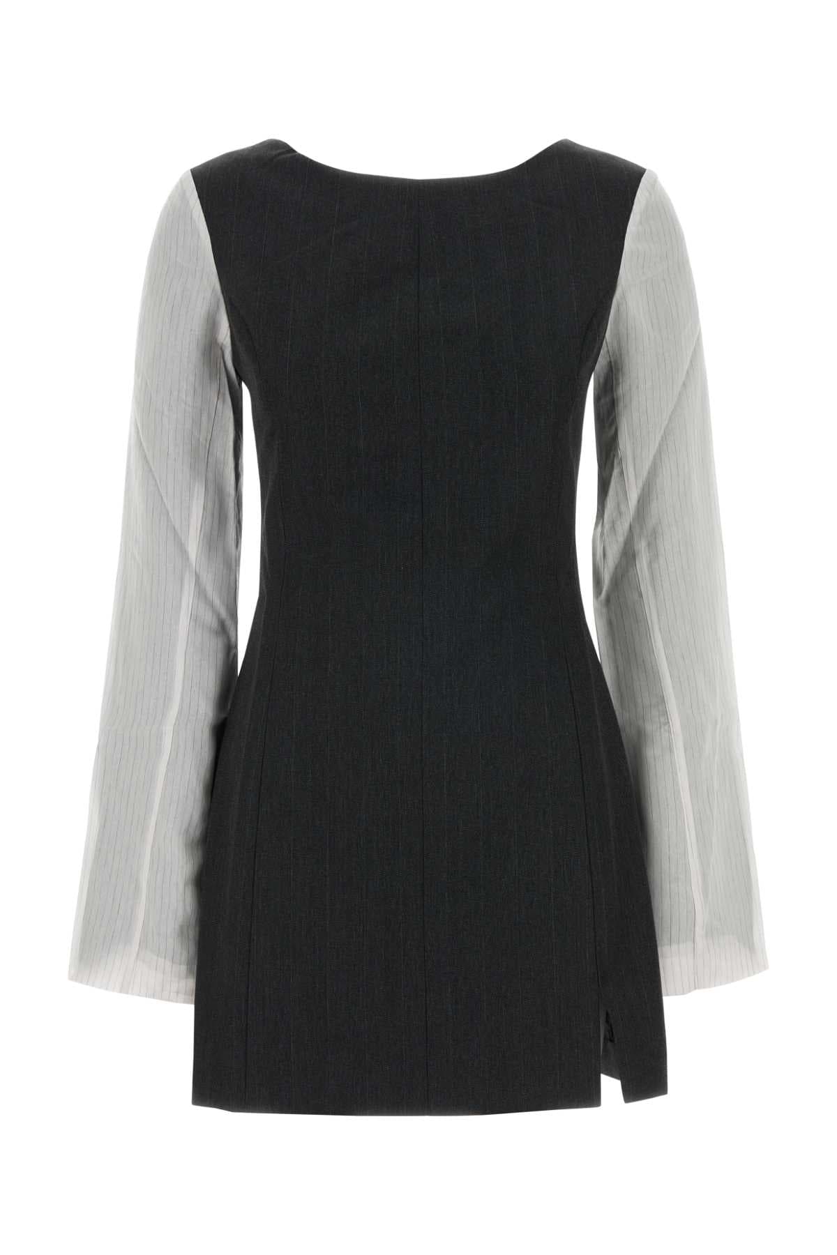 Embroidered twill mini dress