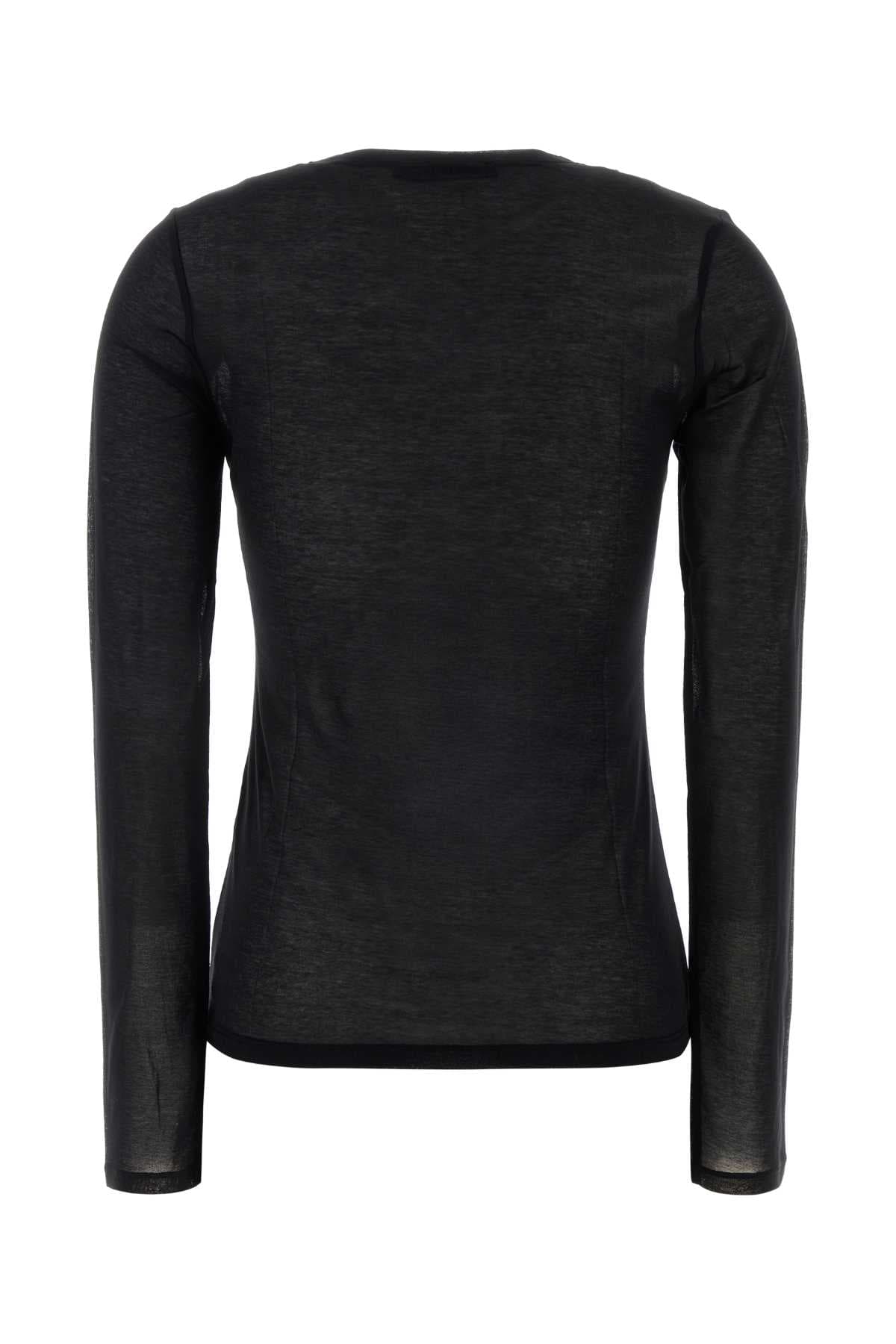 Black cotton blend t-shirt - мініатюра 2