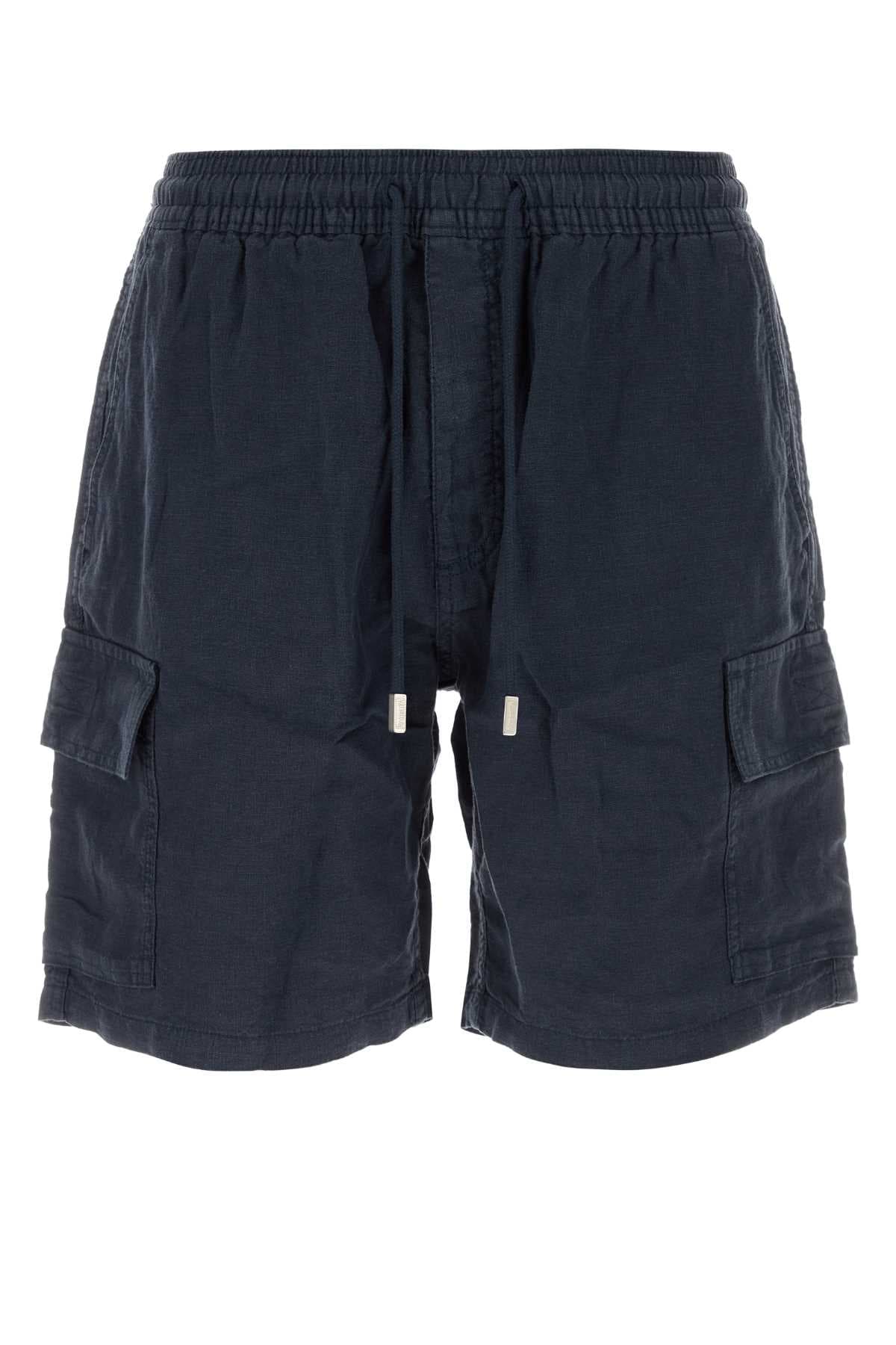 Navy blue linen Baie bermuda shorts