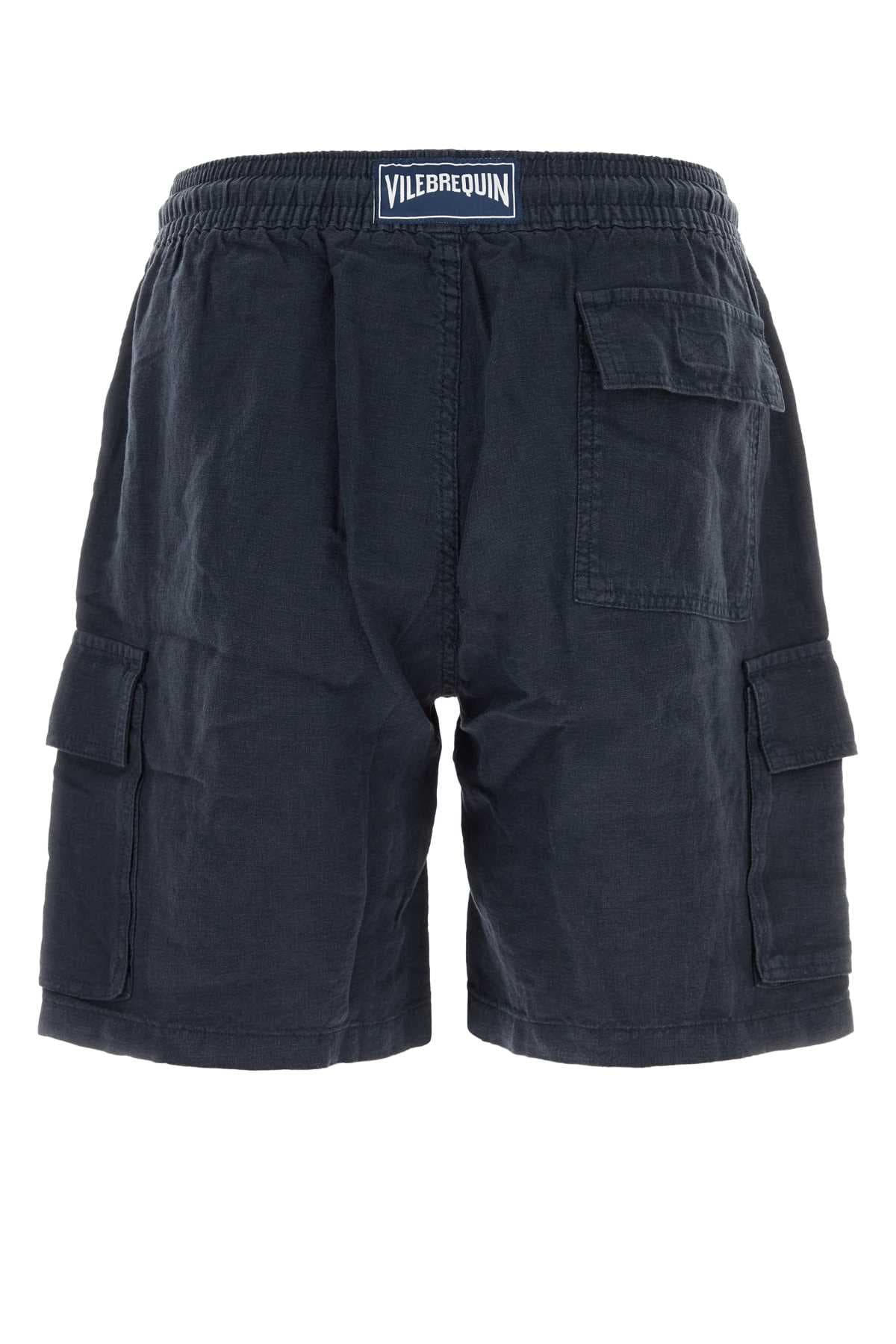 Navy blue linen Baie bermuda shorts - мініатюра 2