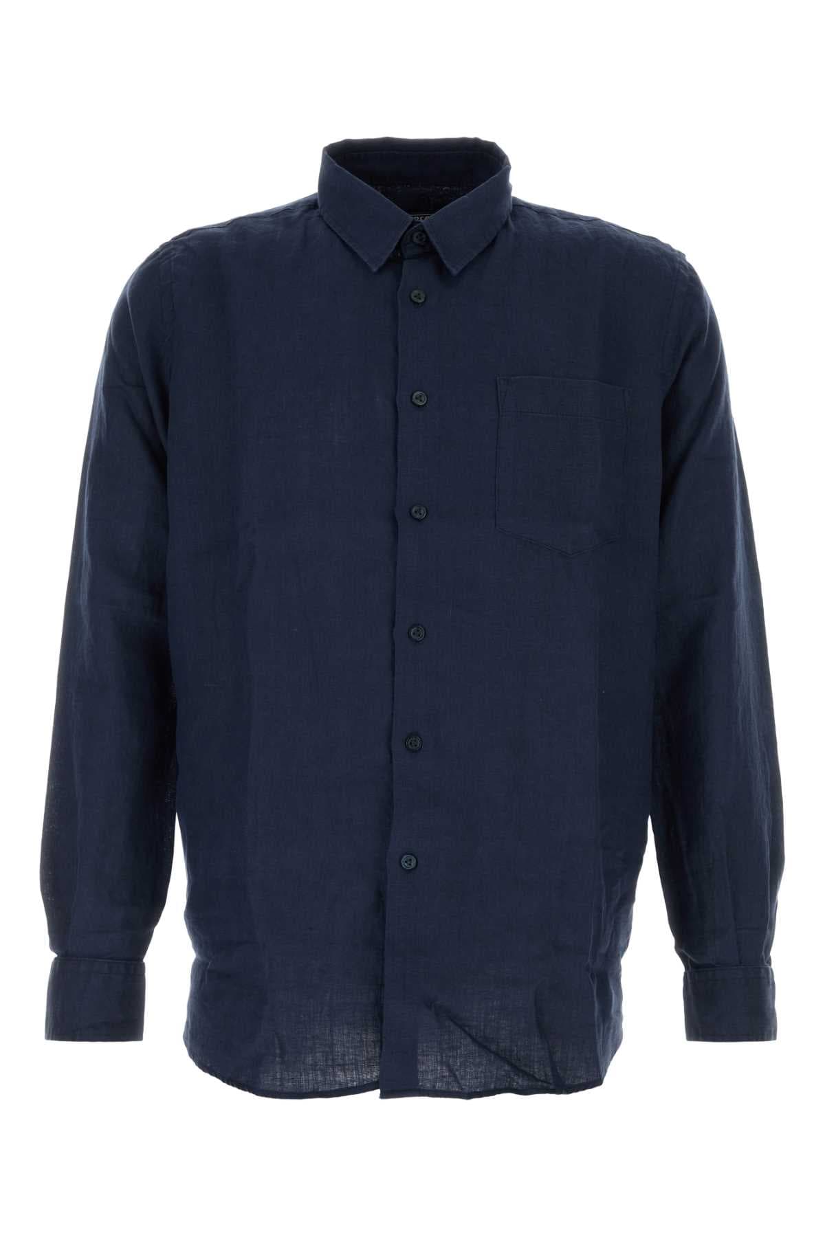 Navy blue linen Caroubis shirt