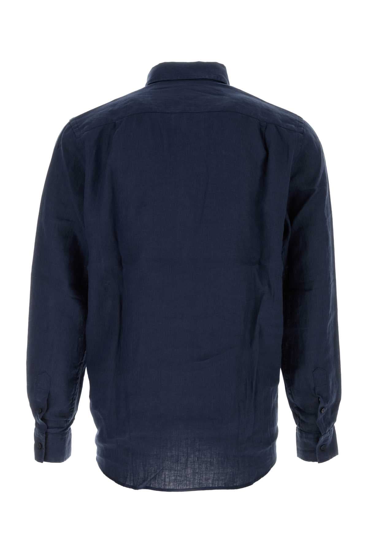 Navy blue linen Caroubis shirt - мініатюра 2
