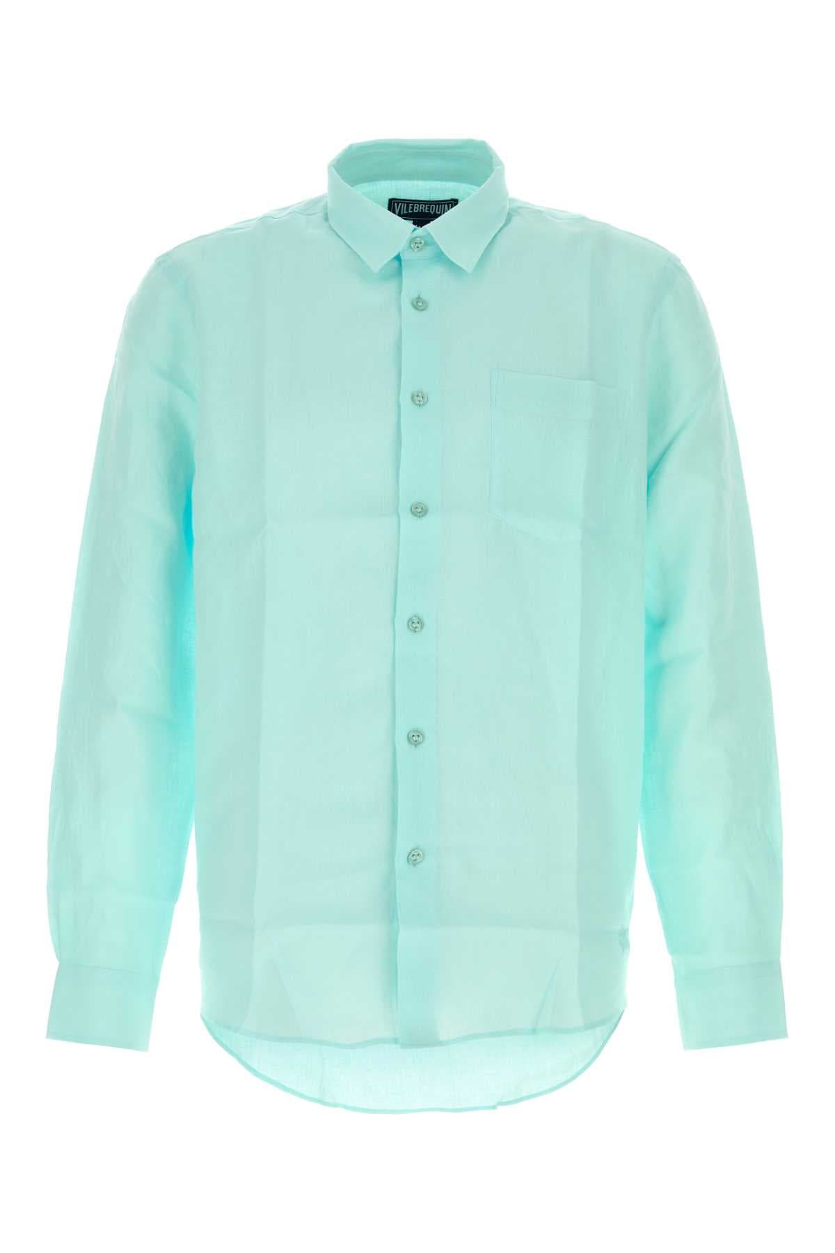 Aquamarine linen Caroubis shirt