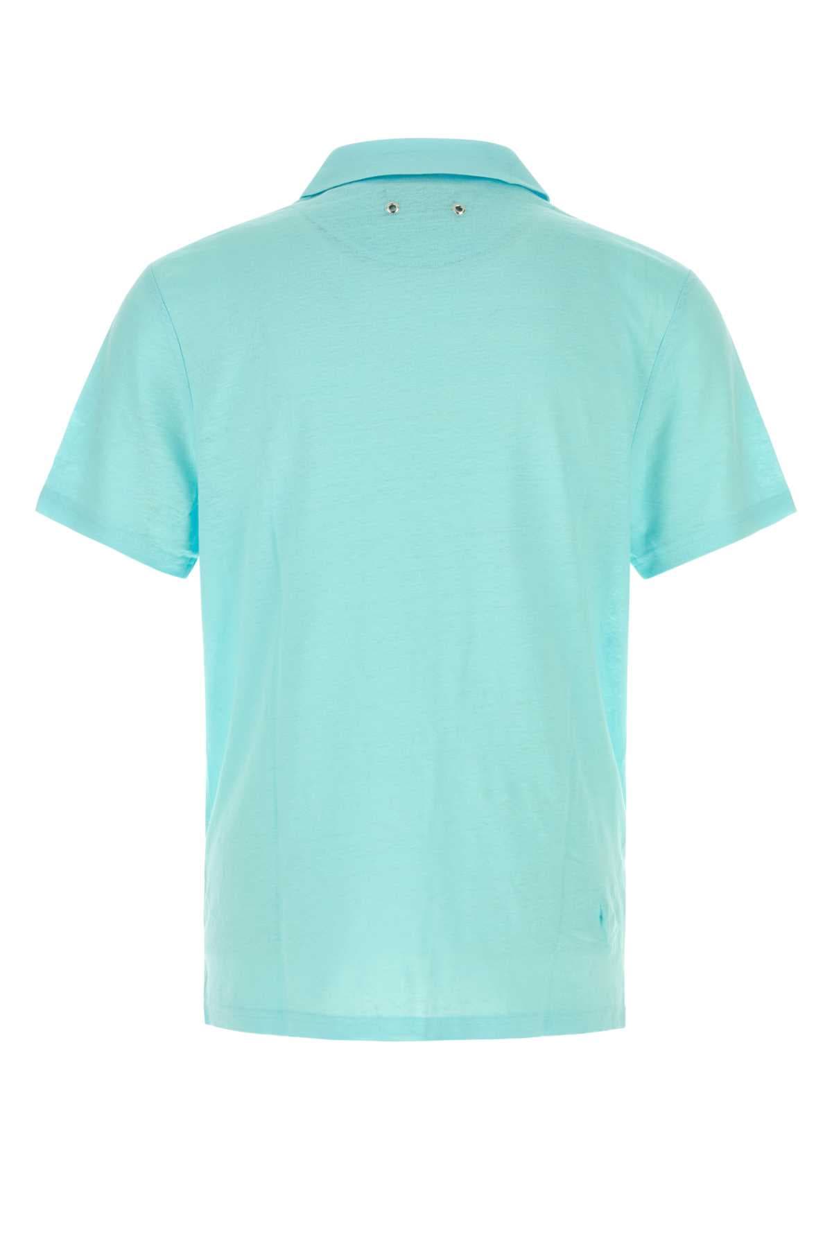 Aquamarine linen Pyramid polo shirt - мініатюра 2