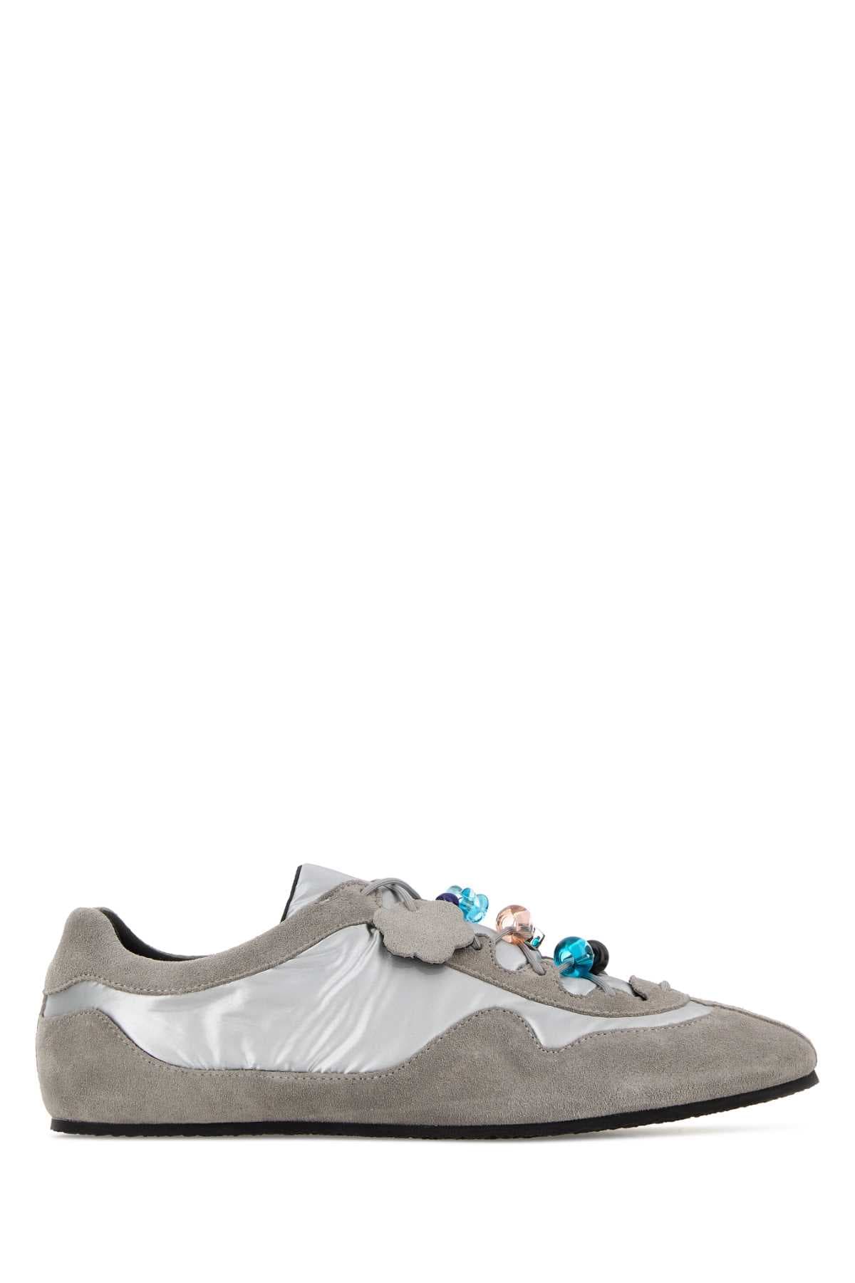 Grey fabric and suede Blaise sneakers