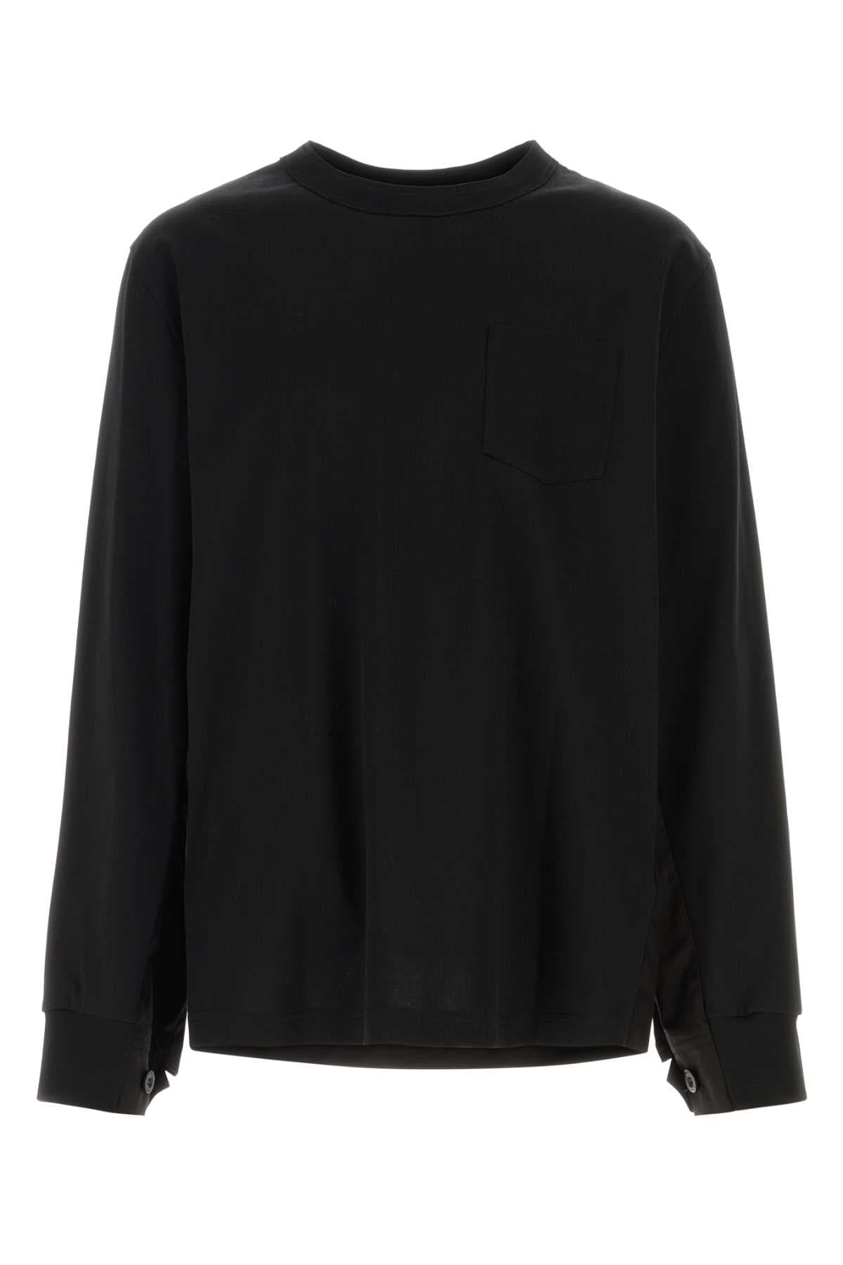 Black jersey and poplin oversize t-shirt
