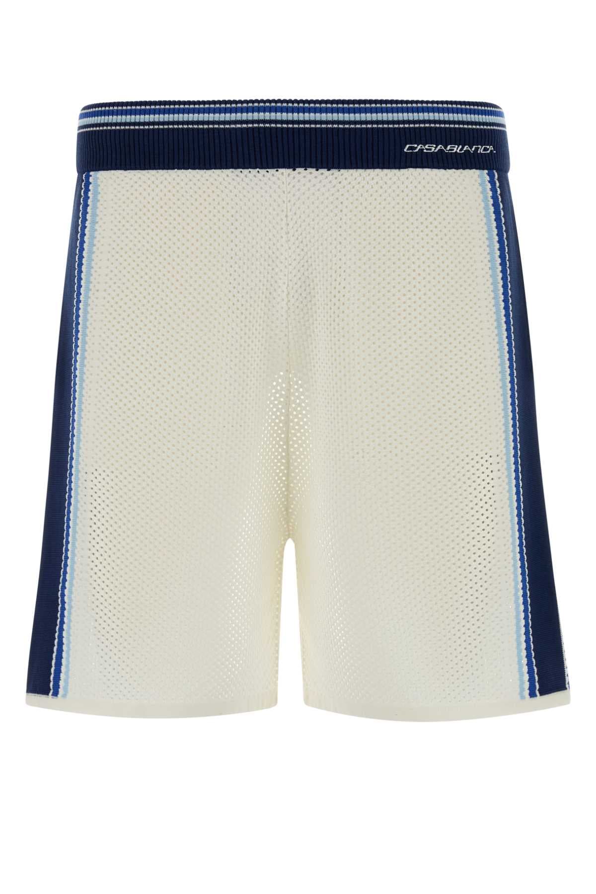 White mesh bermuda shorts