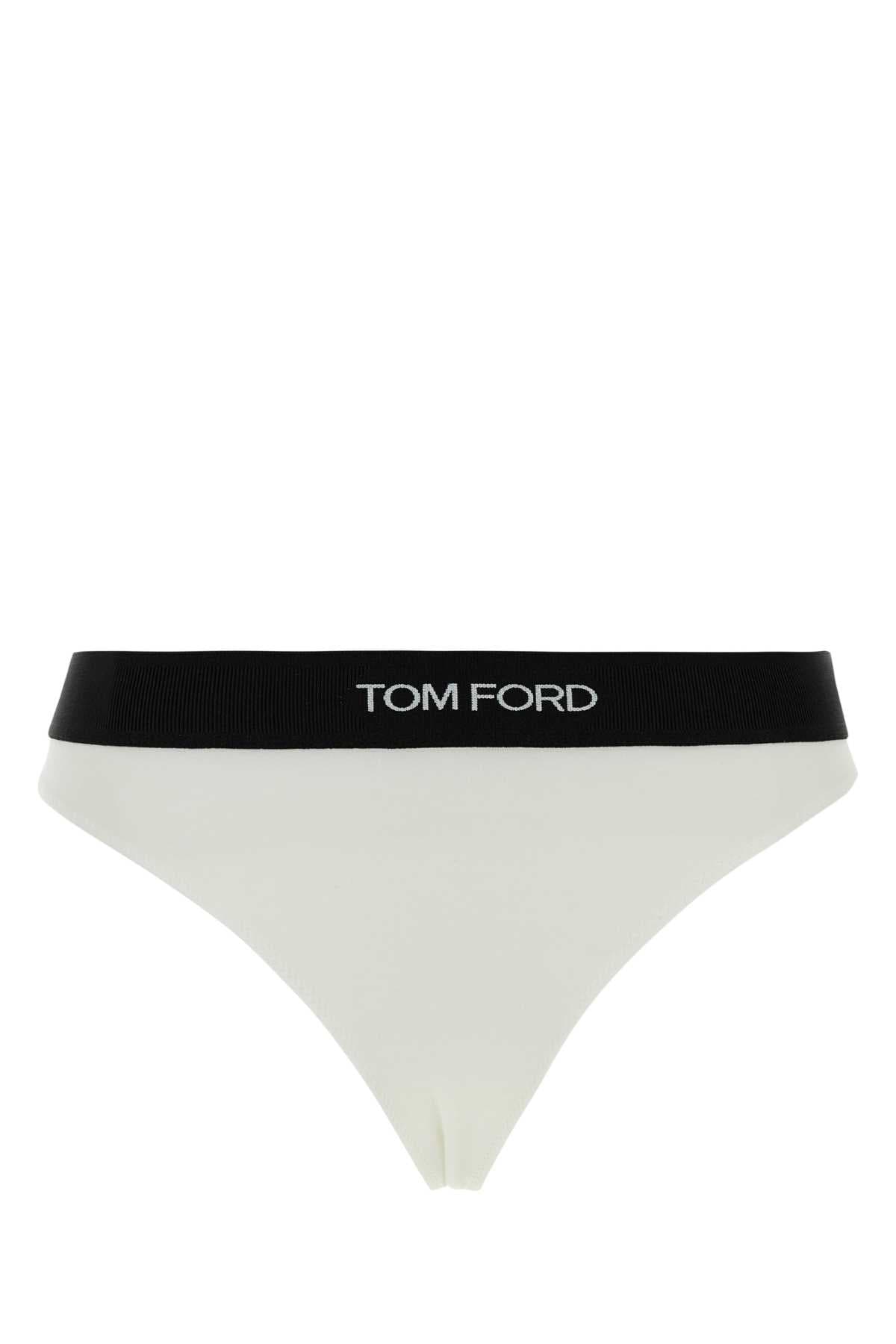 White stretch modal thong